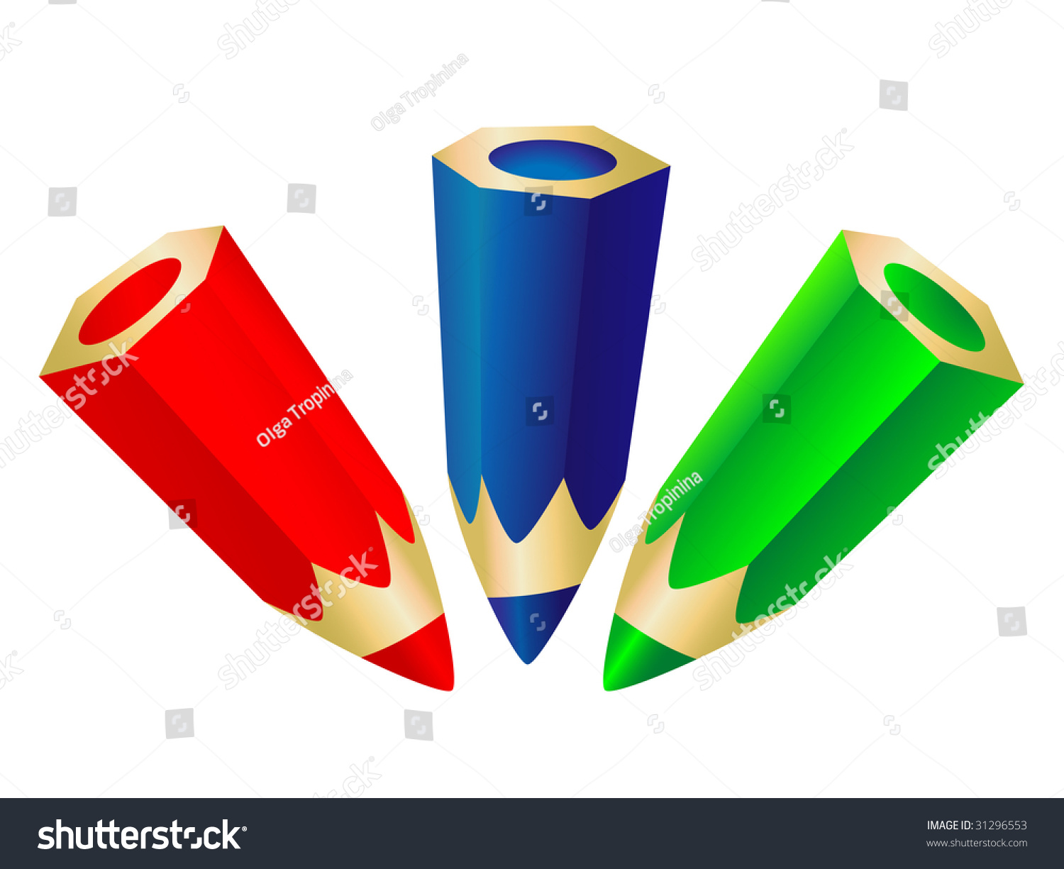 Red, Blue, Green Pencils. Vector Illustration - 31296553 : Shutterstock