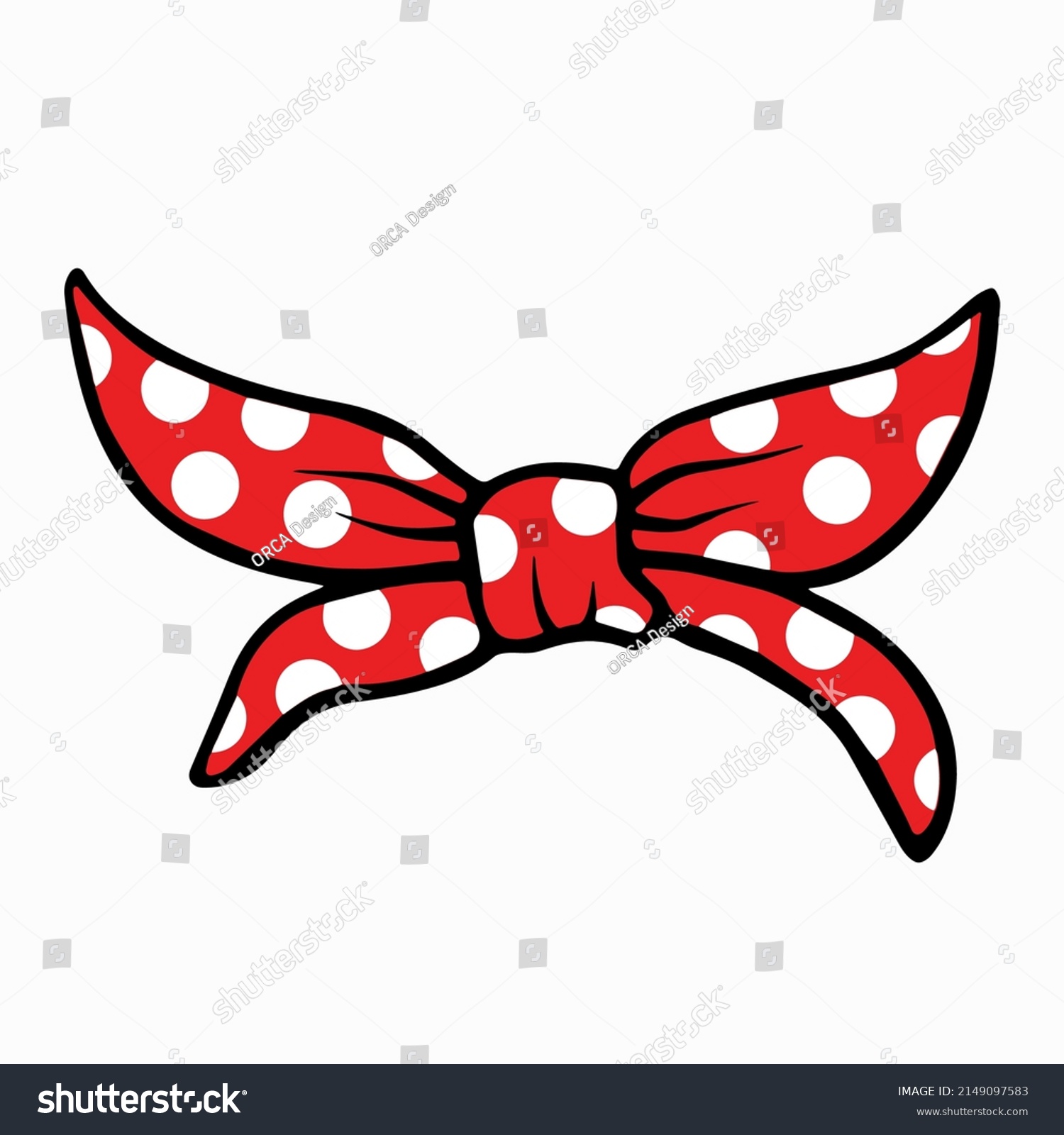 SVG of Red bow ,womens hair bandana with Red Bow Polka Dot print vector design svg