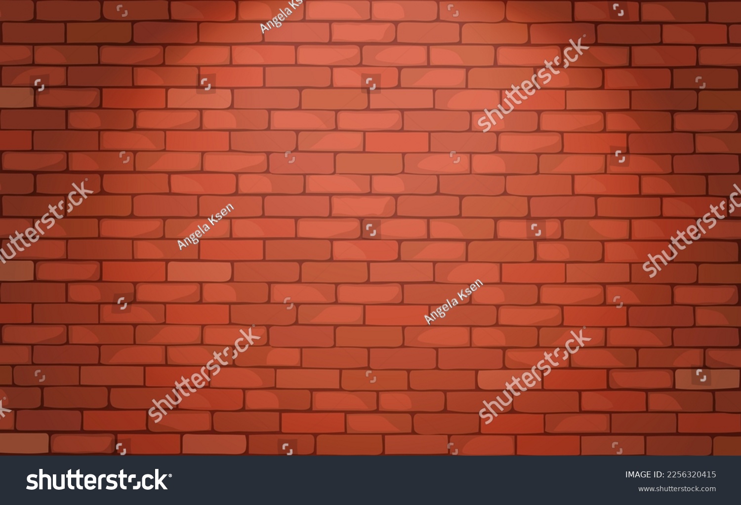 SVG of Red Brick wall texture with spotlight. Vintage Textured Background in cartoon style. Vector illustration svg