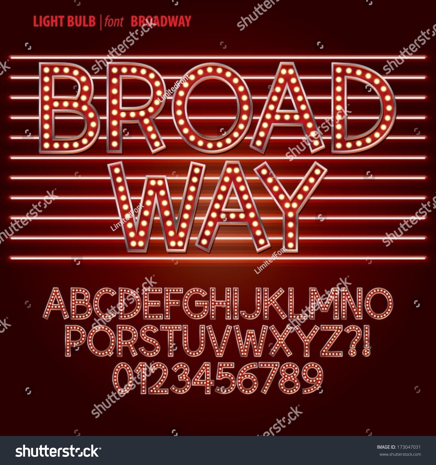 SVG of Red Broadway Light Bulb Alphabet and Digit Vector svg