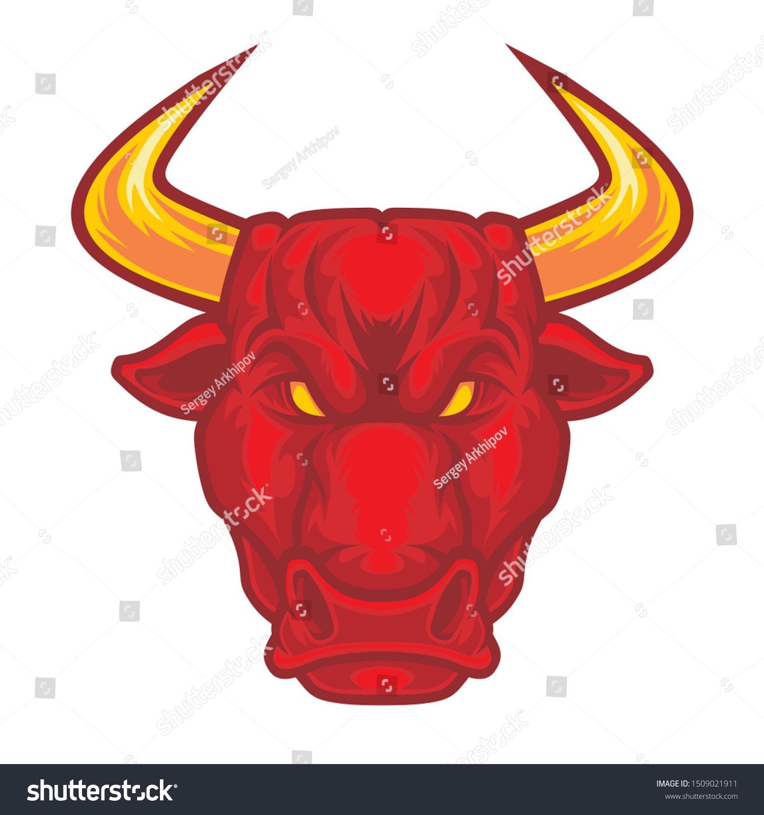 Red Bull Head Mascot Vector Illustration Stock Vector Royalty Free