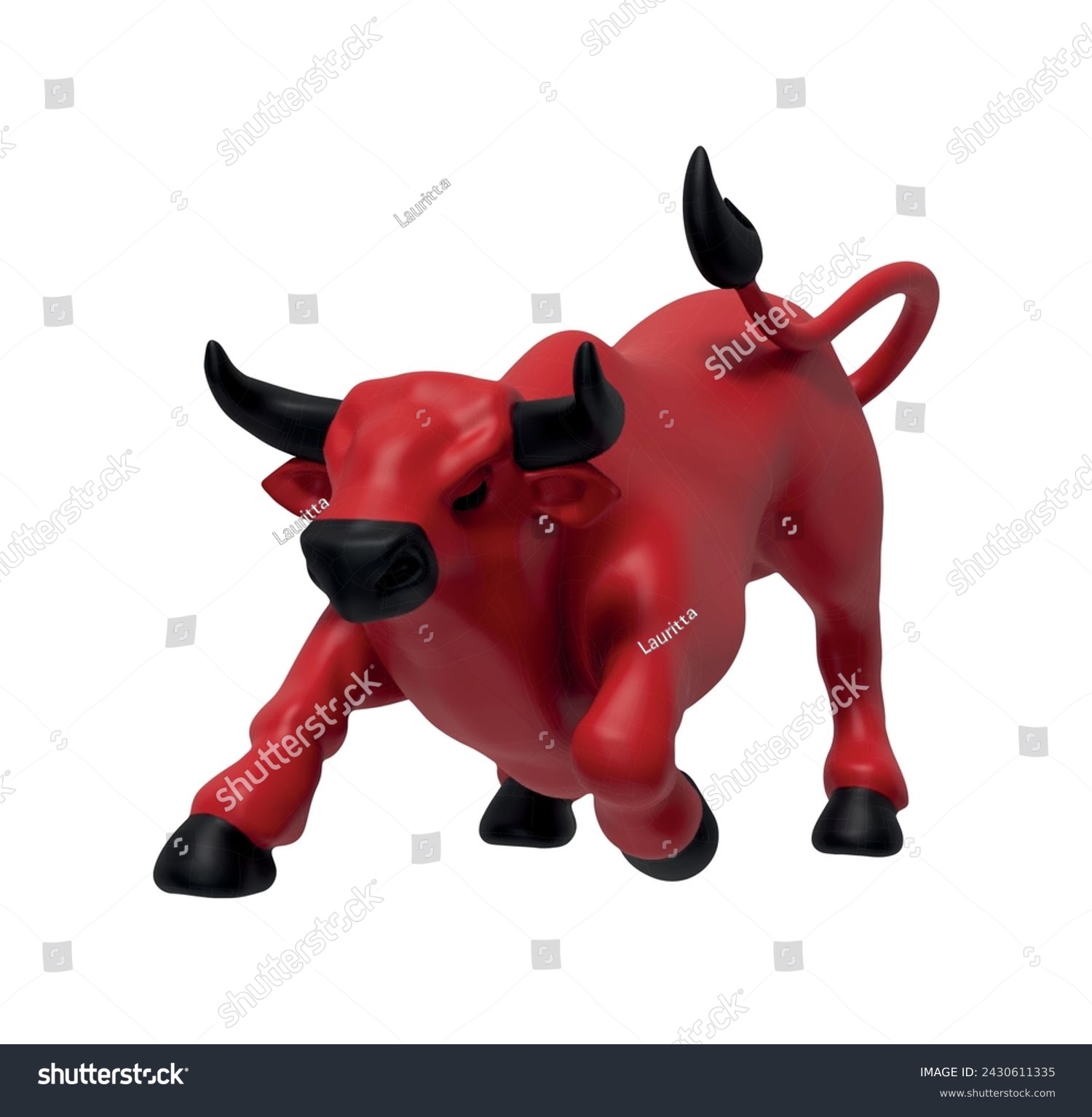 SVG of Red Bull realistic 3d cartoon style. Bull isolated on white background. Vector illustration svg