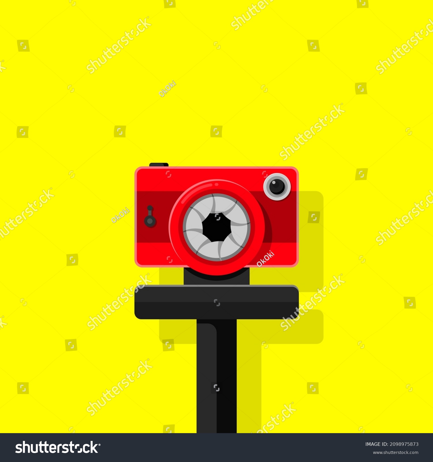 Red Camera Tripod Illustration Technology Icon Stock Vector (Royalty