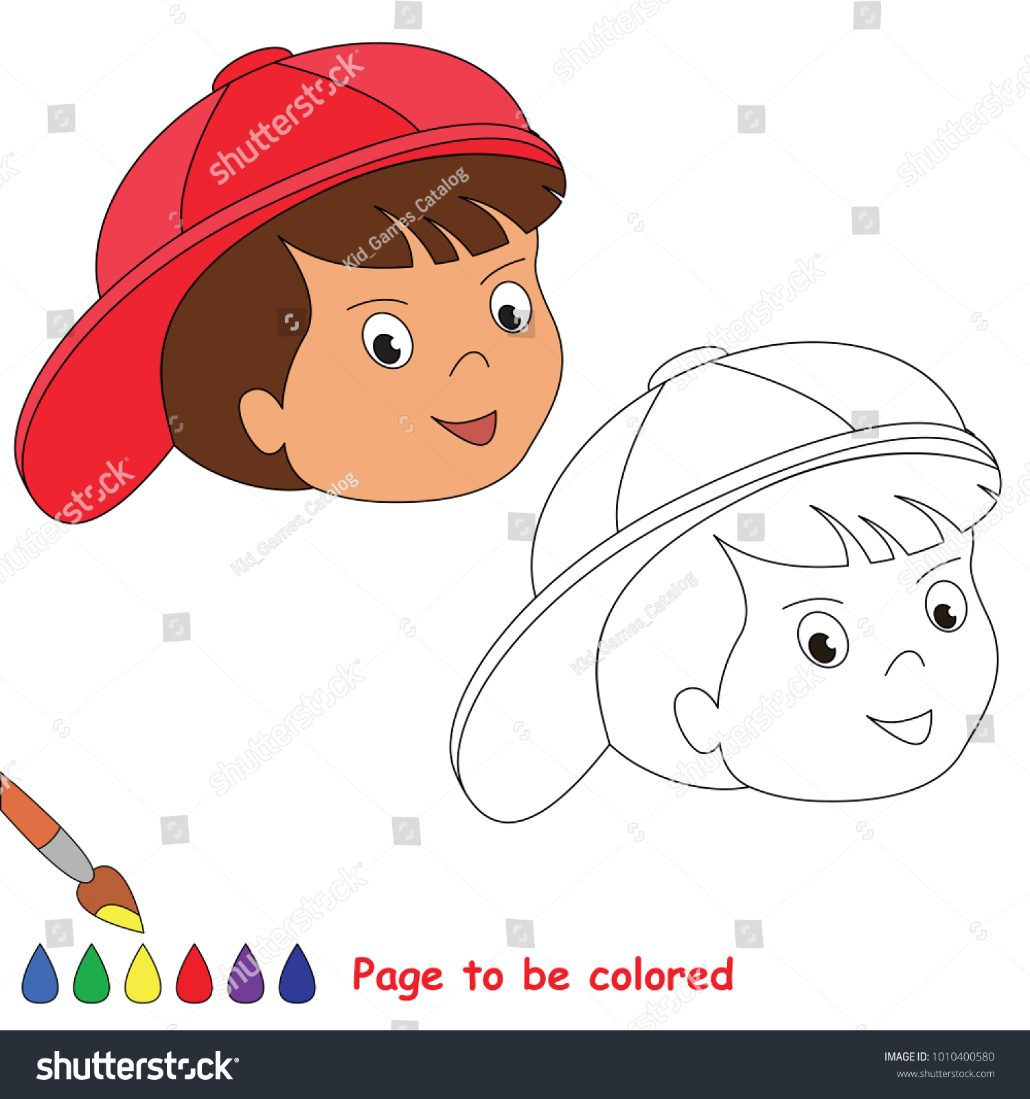 Red Cap Boy Face Be Colored Stock Vector Royalty Free