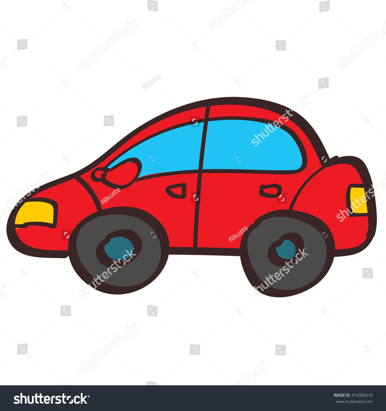 Red Car Color Illustration Hand Drawing Stock Vector (royalty Free 