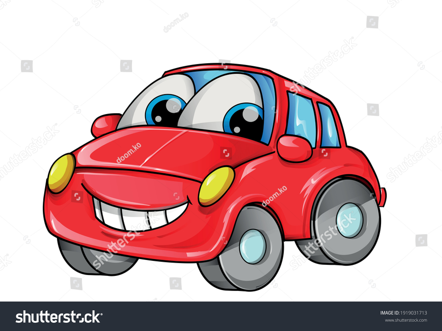 Red Car Mascot Cartoon Isolated On Stock Vector (Royalty Free ...