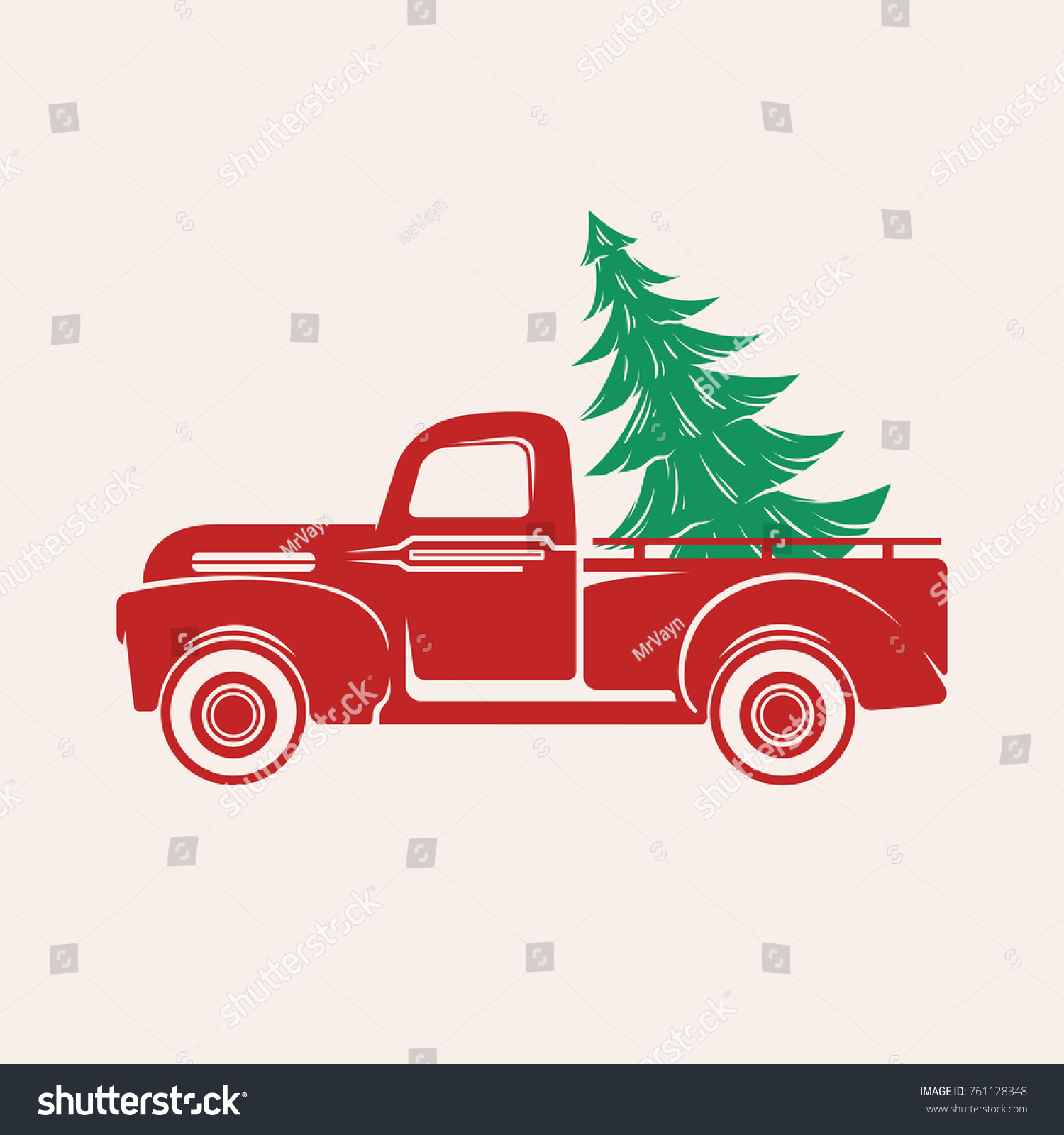 Rotes Auto Mit Weihnachtsbaum Stock Vektorgrafik Lizenzfrei