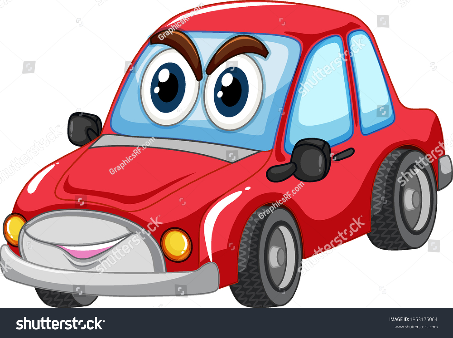 Red Car Big Eyes Carton Character Stock Vector (Royalty Free ...