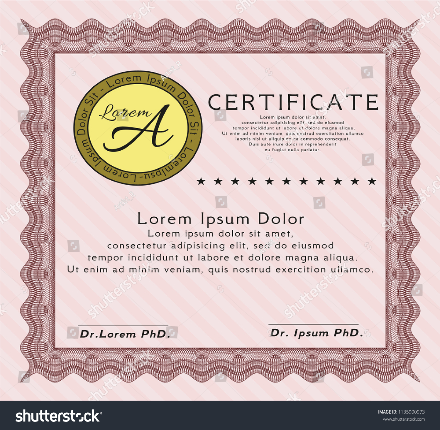 Red Certificate Diploma Template Elegant Design Stock Vector Royalty Free