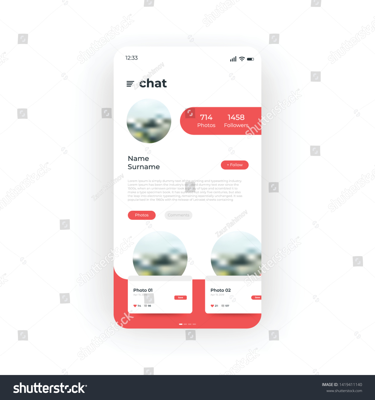 Red Chat Profile Ui Ux Gui Stock Vector Royalty Free