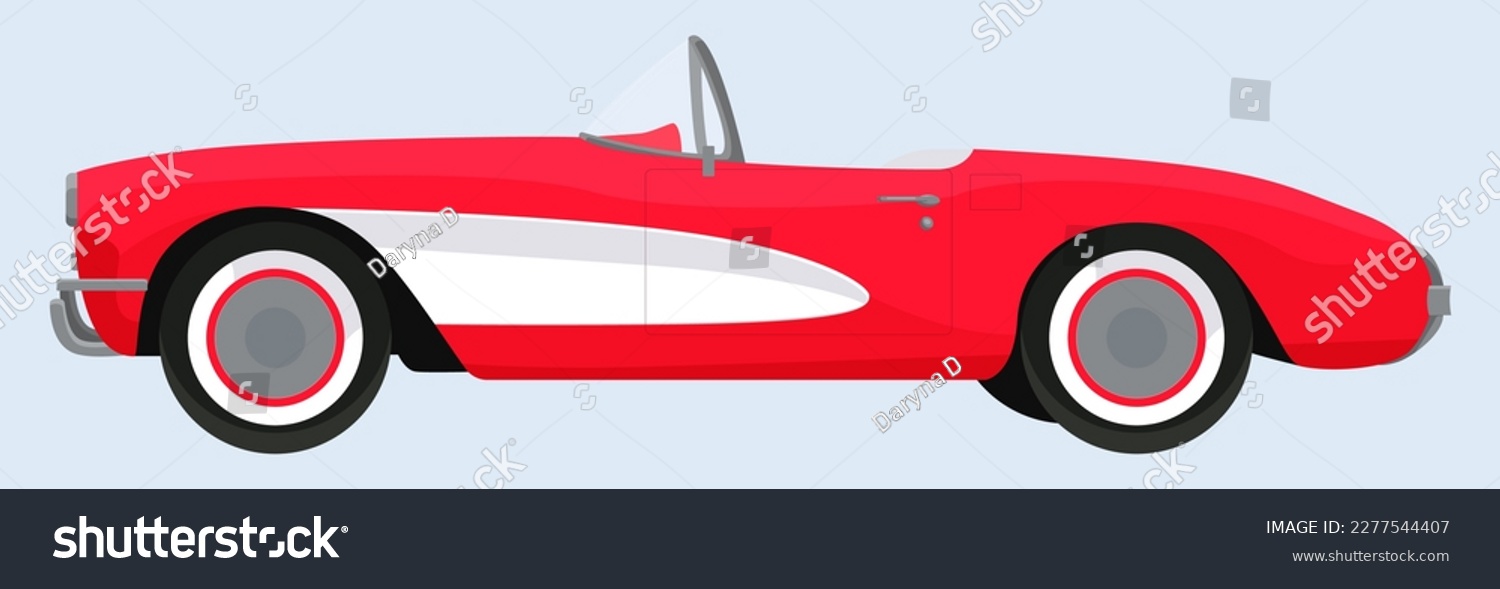 SVG of Red classic corvette car. Side view. Vector illustration svg