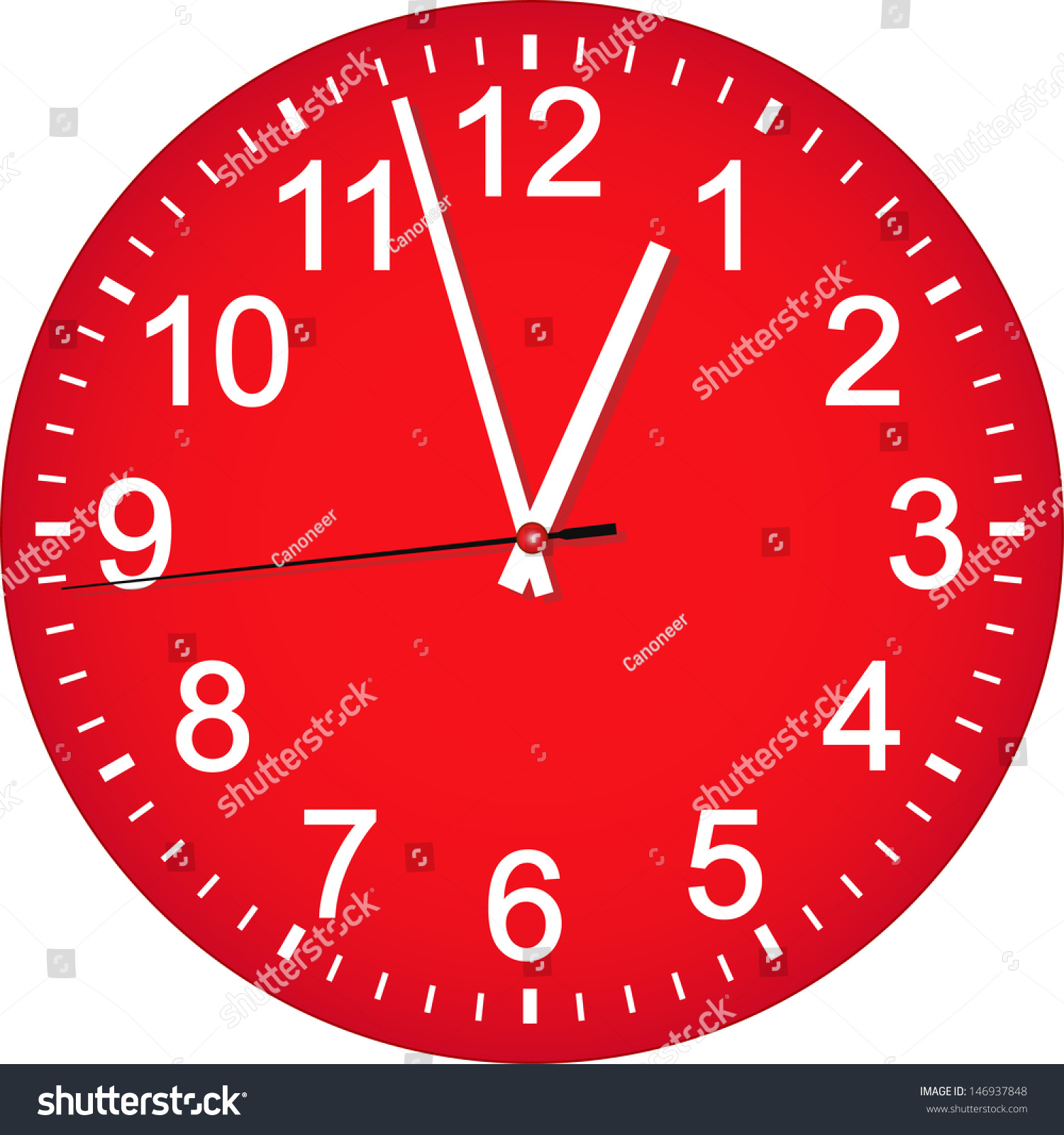 Red Clock Dial. Vector Illustration. - 146937848 : Shutterstock