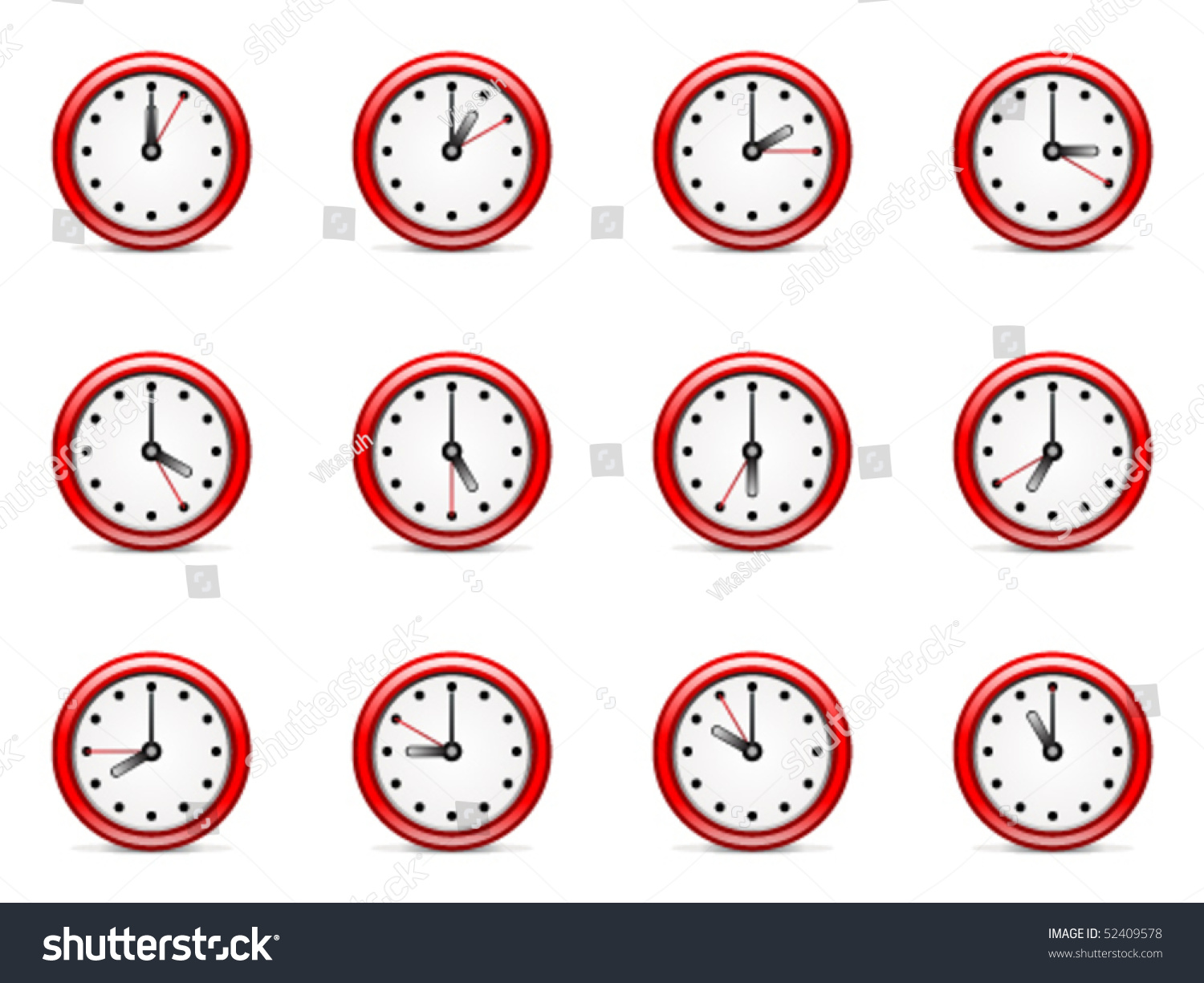 Red Clock Icon Set Stock Vector (Royalty Free) 52409578 - Shutterstock