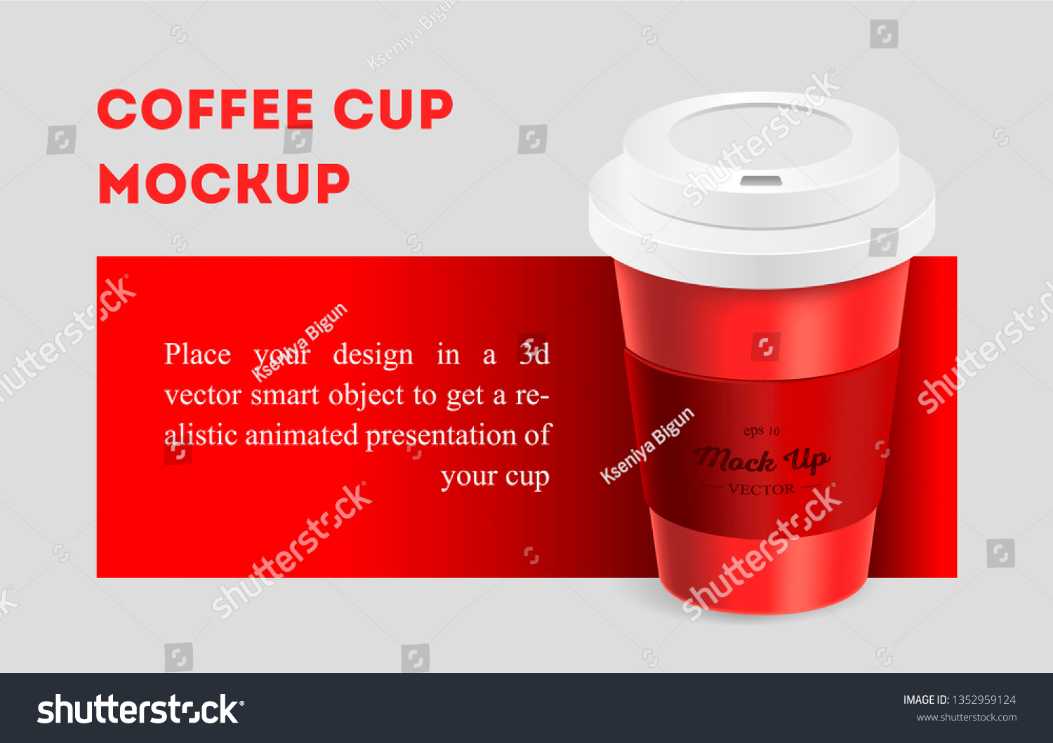 Download Red Coffee Cup Holder Mockup On Stock Vector Royalty Free 1352959124