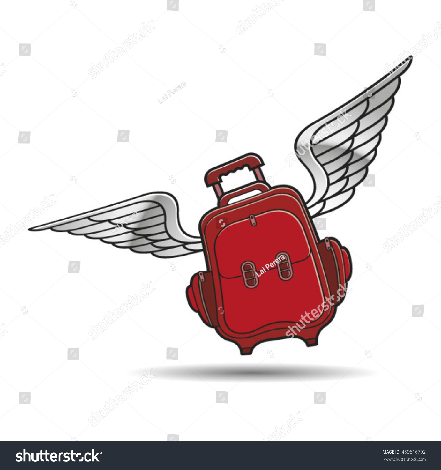 Red Colored Flying Bag Wingsvector 