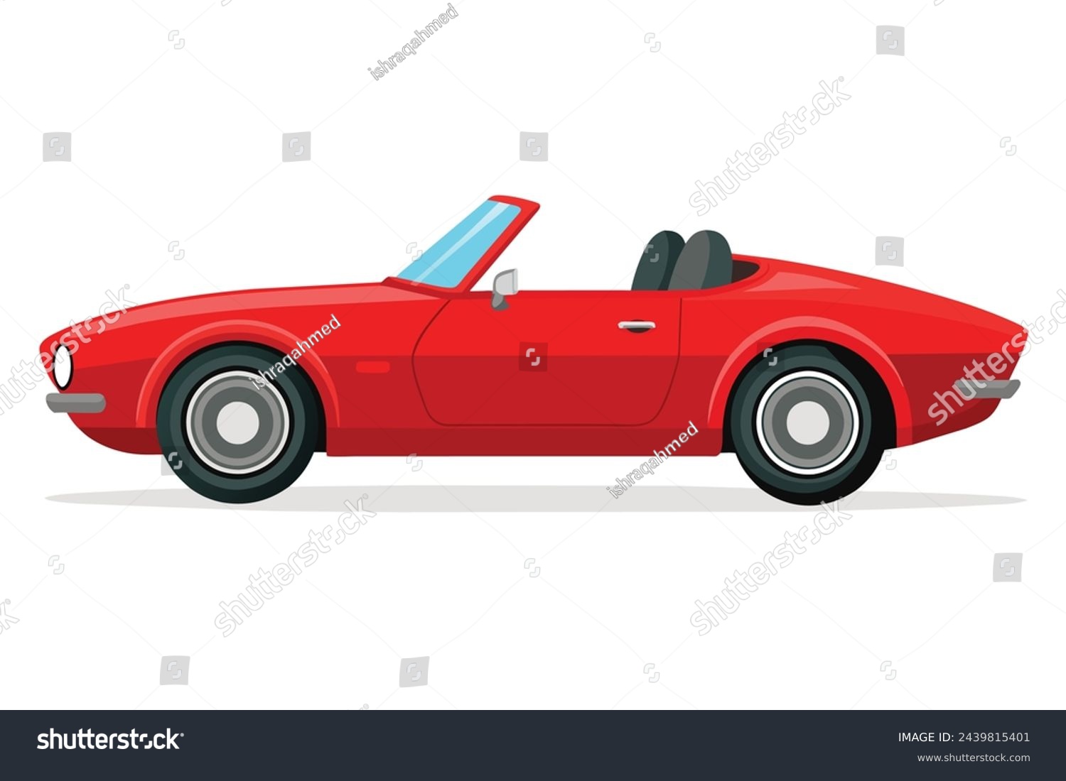red convertible car side view clip art preview