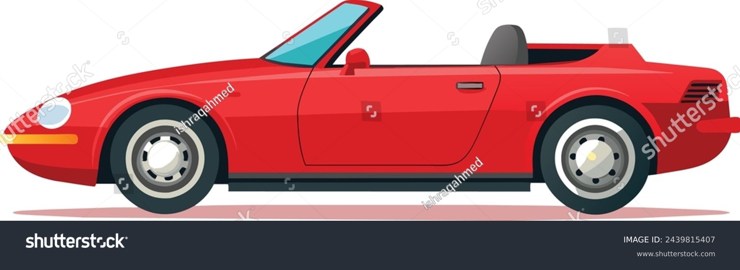 red convertible car side view clip art preview