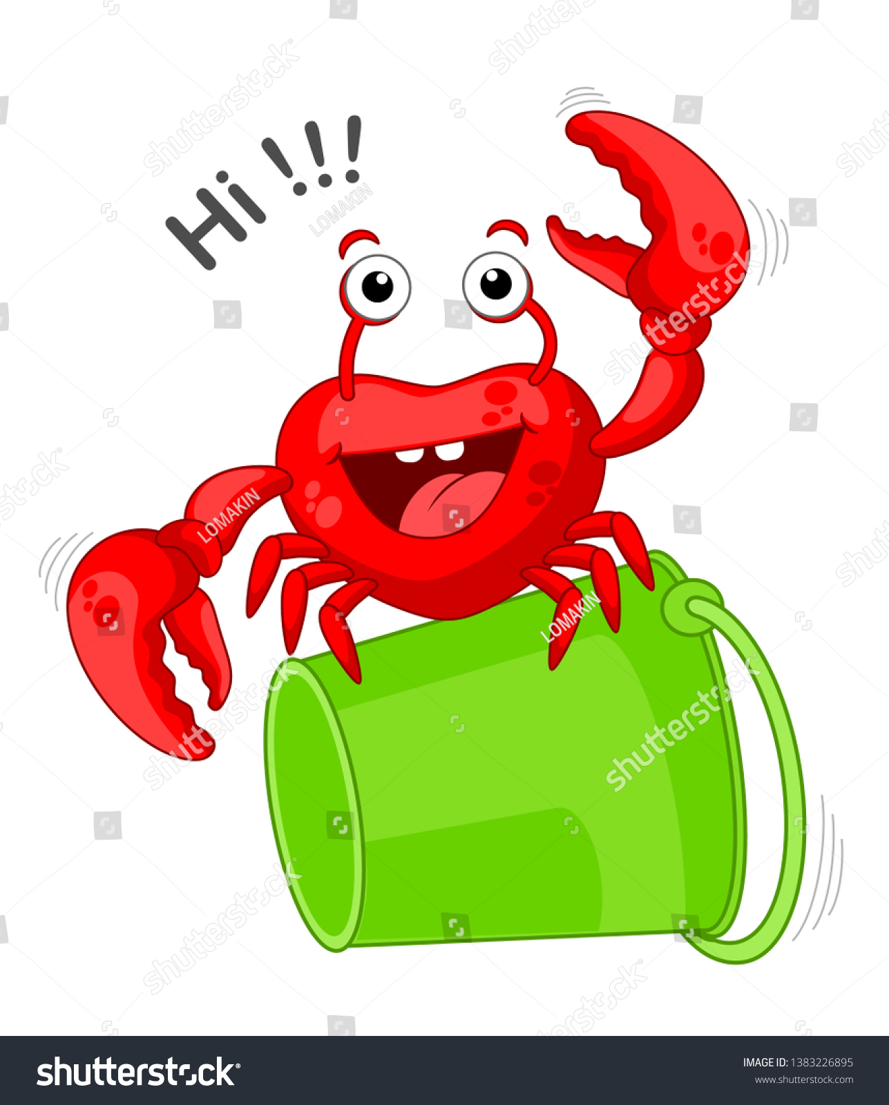 SVG of Red crab saying hello, funny crab . Vector illustration - crab on white background svg