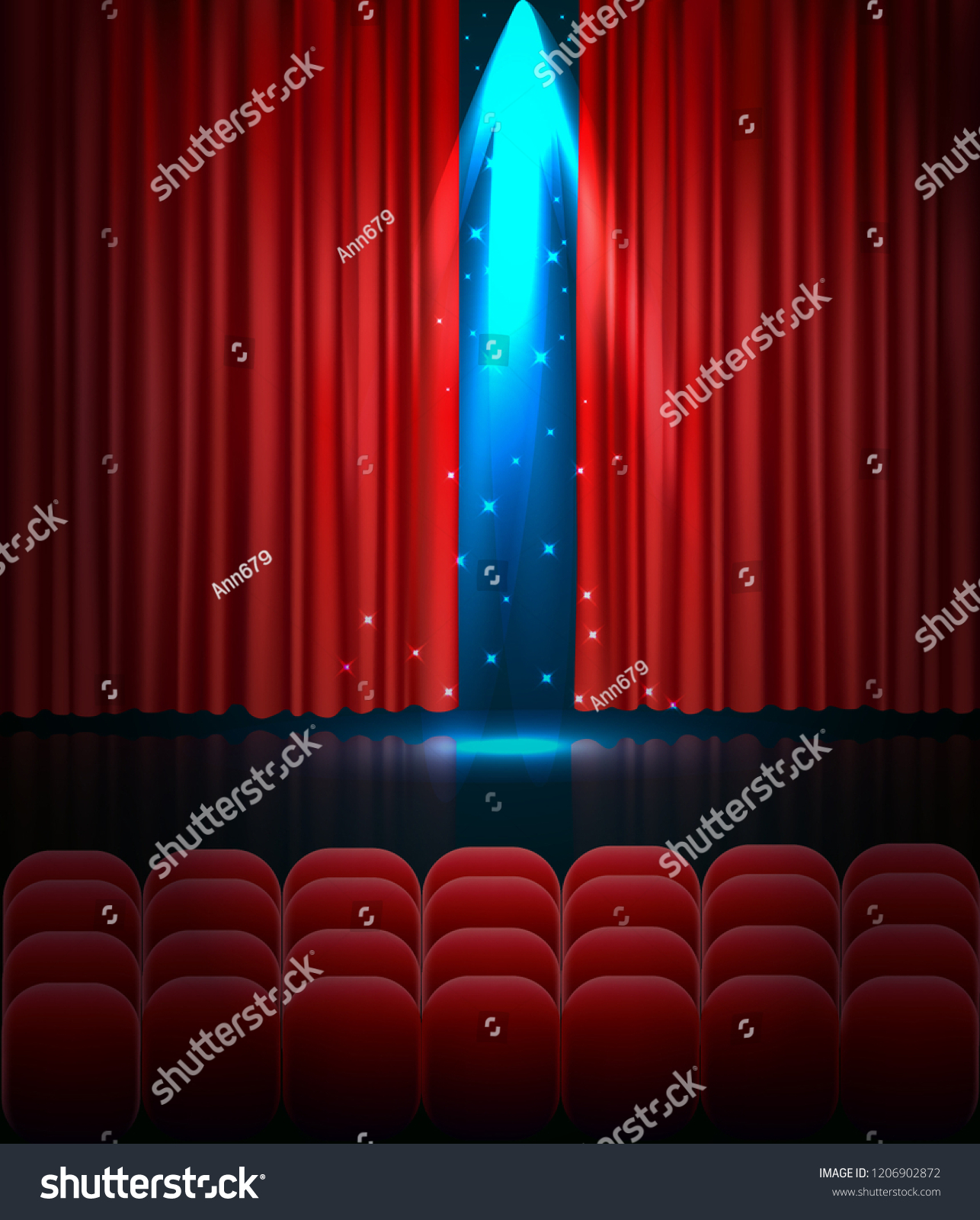 Red Curtain Blue Backlight 3d Vector Stock Vector Royalty Free 1206902872 