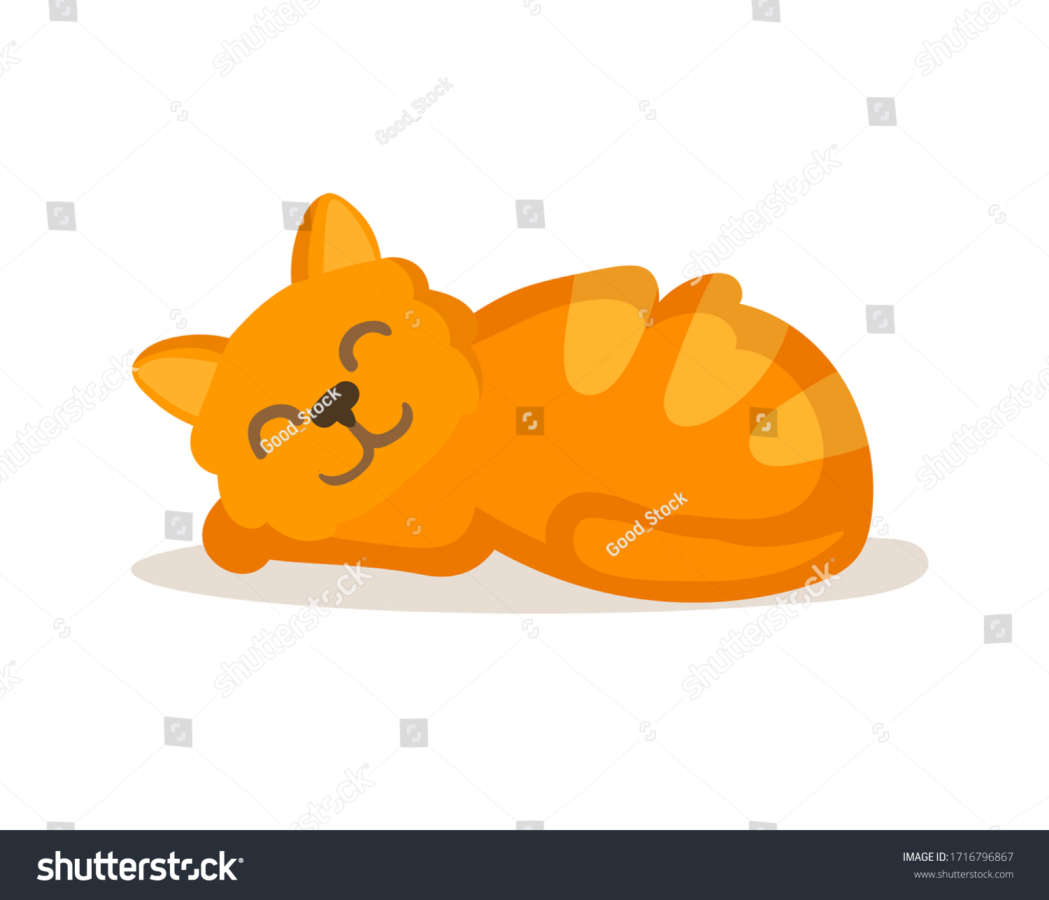 Red Cute Funny Sleeping Cat Cartoon Stock Vector (royalty Free) 1716796867