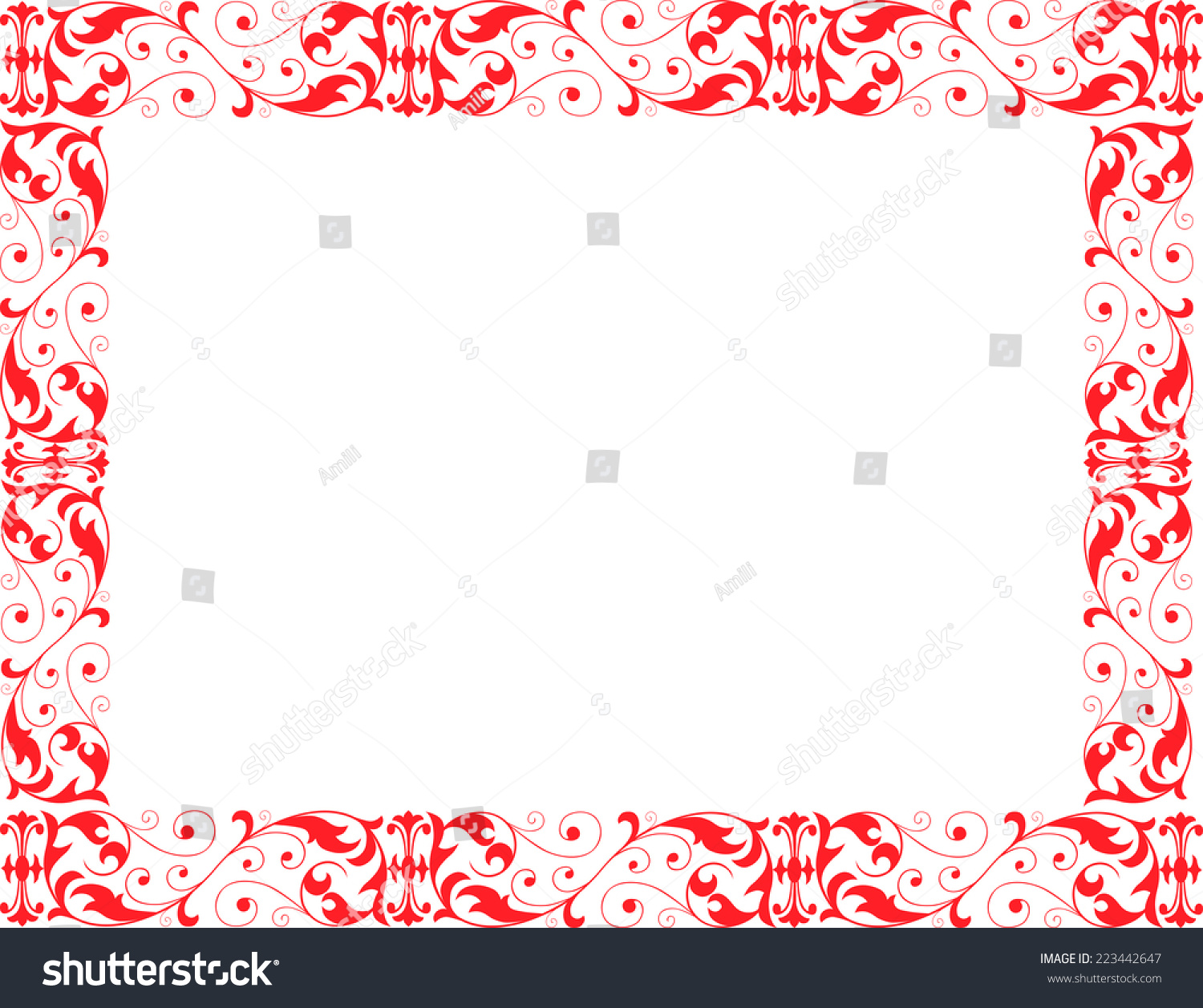 Red Decorative Frame Stock Vector (Royalty Free) 223442647