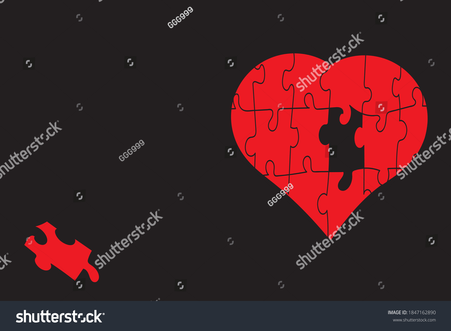 Red Details Puzzle On Black Background Stock Vector (Royalty Free