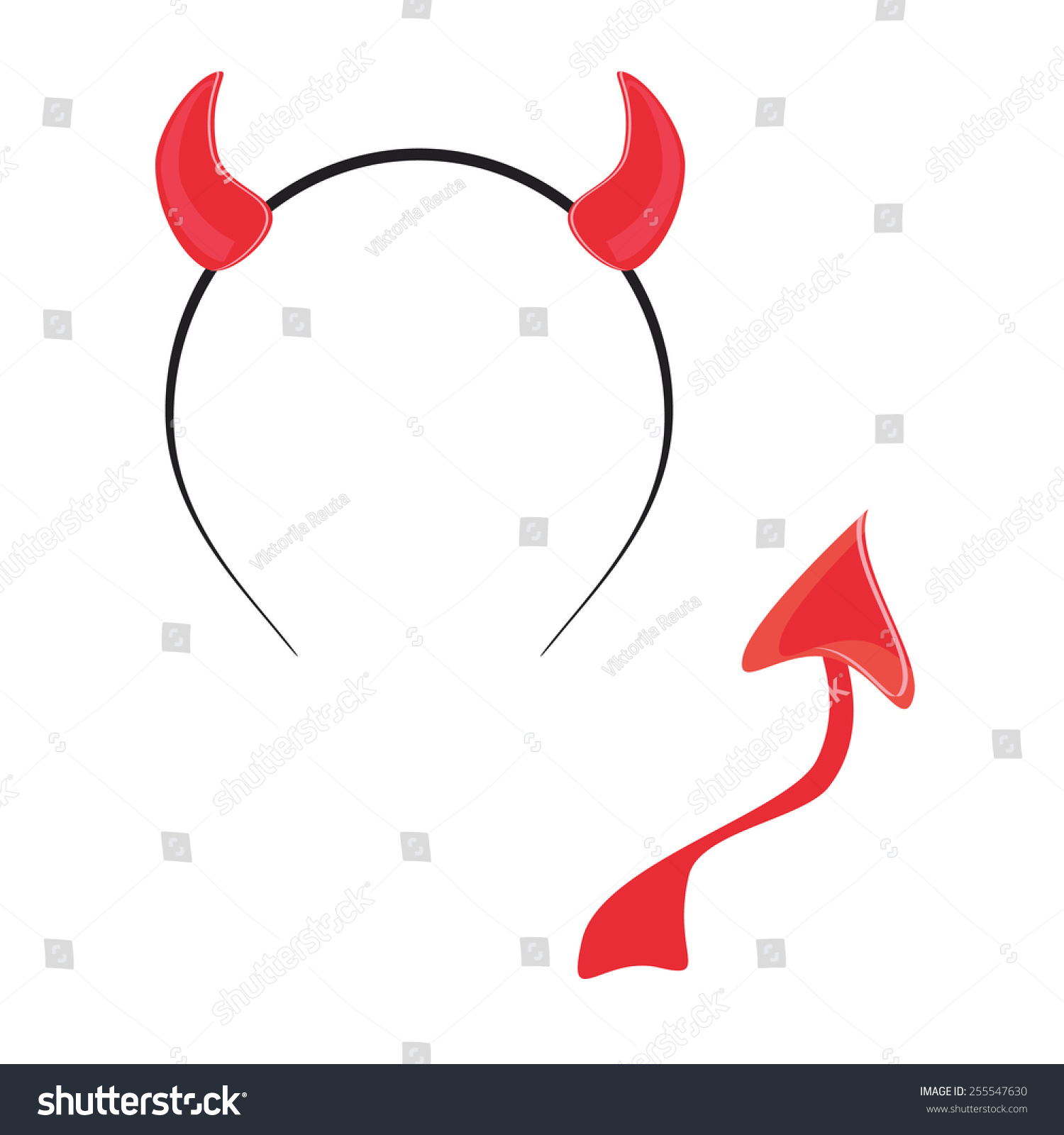 Red Devil Horn Tail Vector Isolated Stock Vector (Royalty Free ...