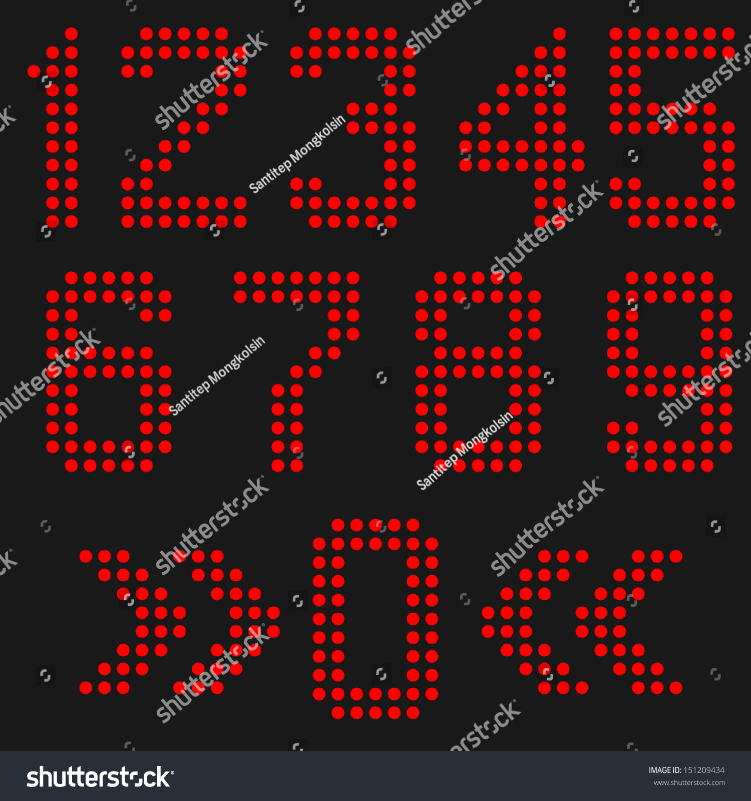 SVG of red digital dot number set svg