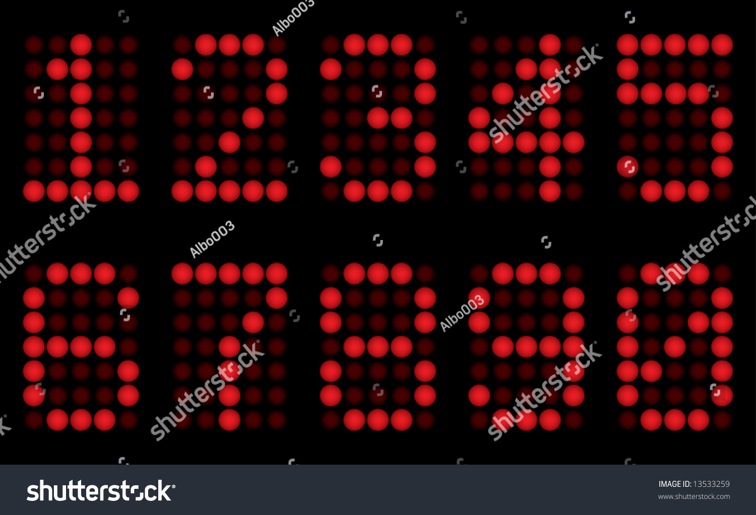 Red Digits Matrix Display Vector Illustration Stock Vector (Royalty ...