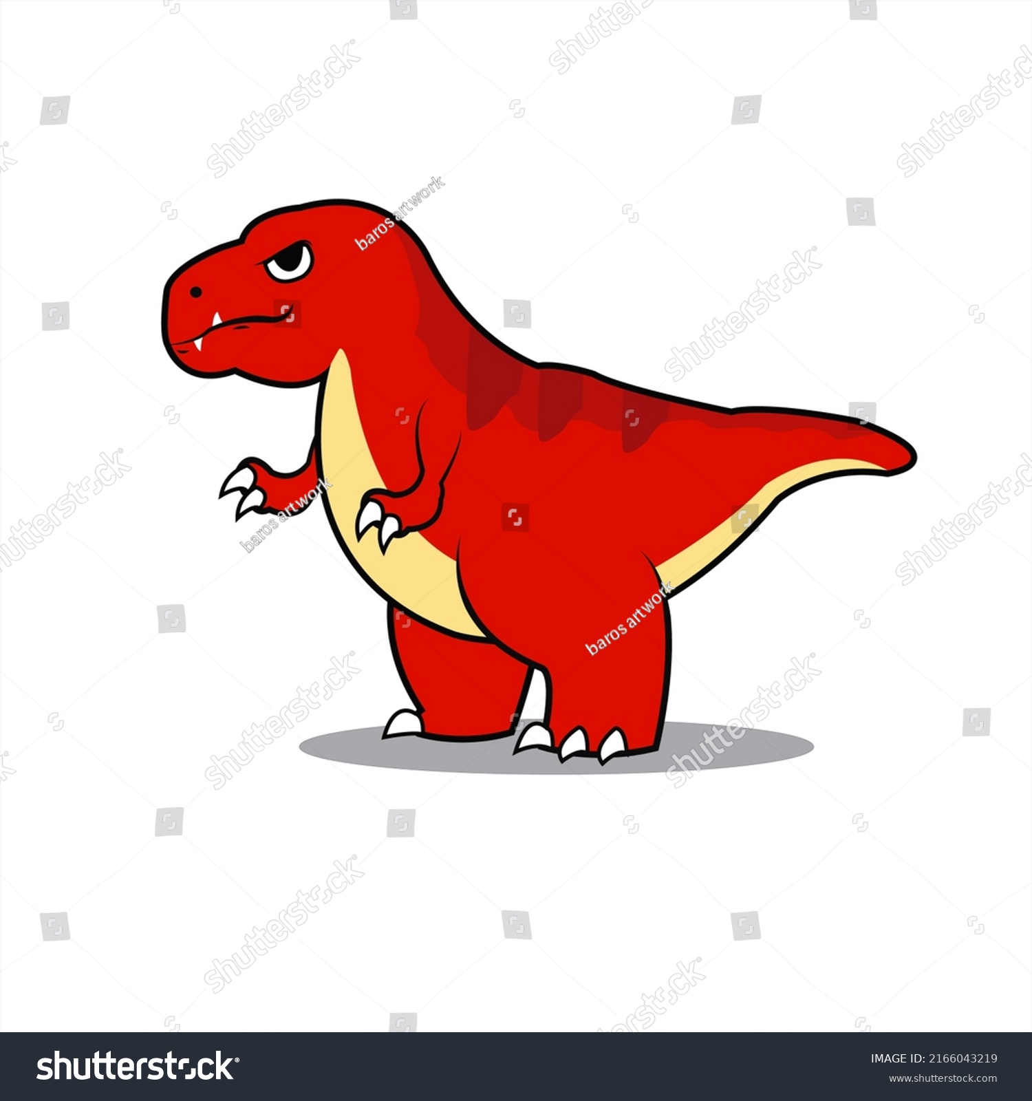 Red Dinosaur Trex Cute Cartoon Vector Stock Vector (Royalty Free ...