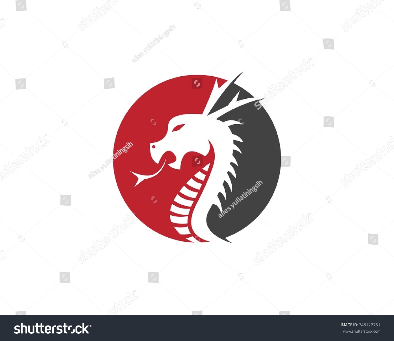 Red Dragon Head Logo Design Template Stock Vector (Royalty Free ...