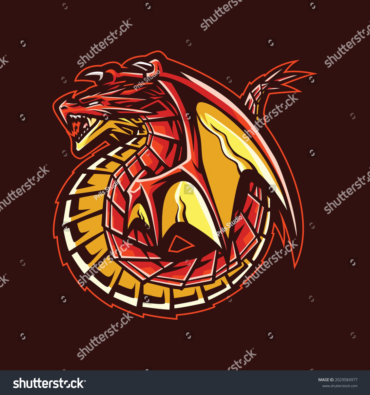 Red Dragon Mascot Logo Illustration Stock Vector Royalty Free