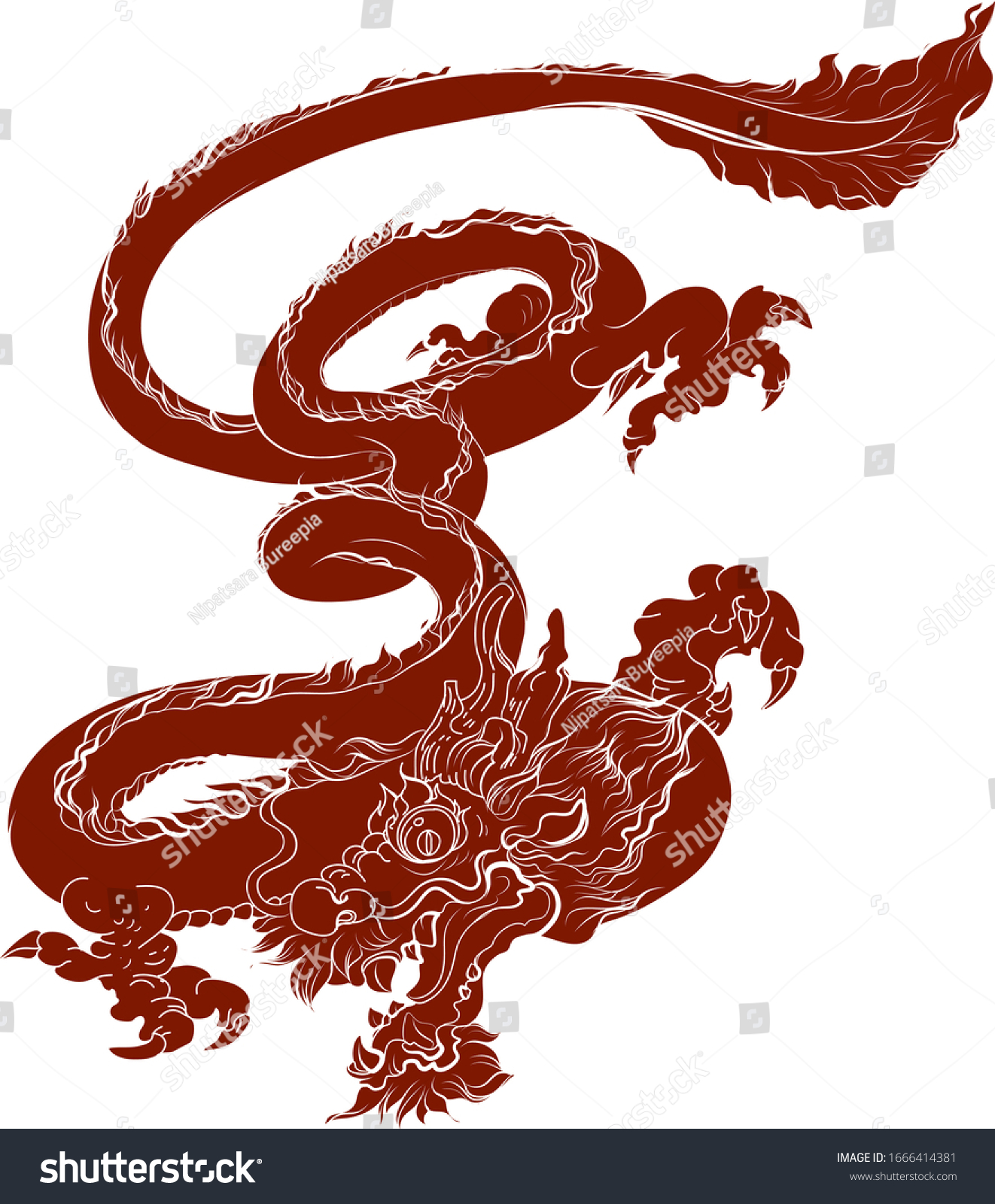 Red Dragon On White Backgroundchinese Dragon Stock Vector (Royalty Free ...