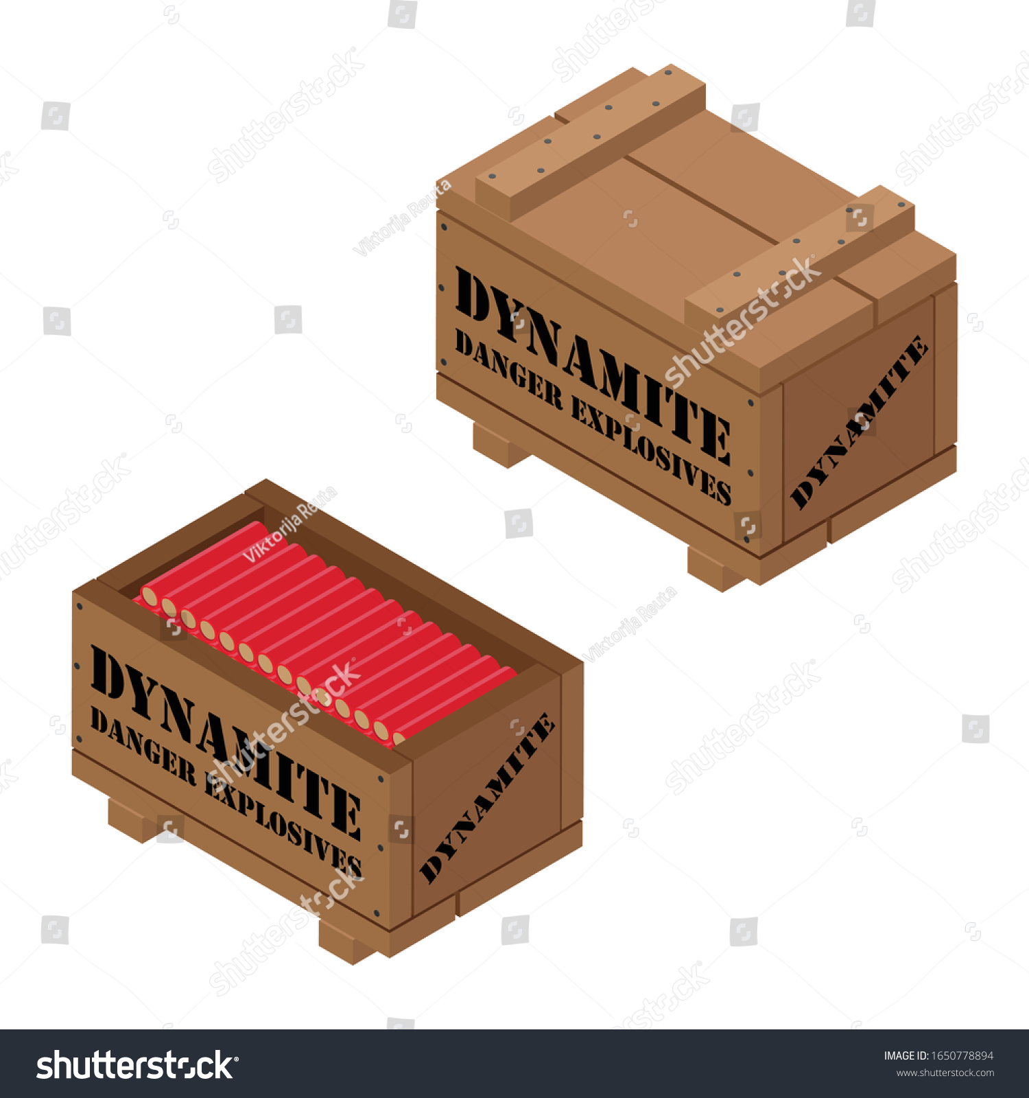 Red Dynamite Tnt Stick Wooden Box Stock Vector Royalty Free