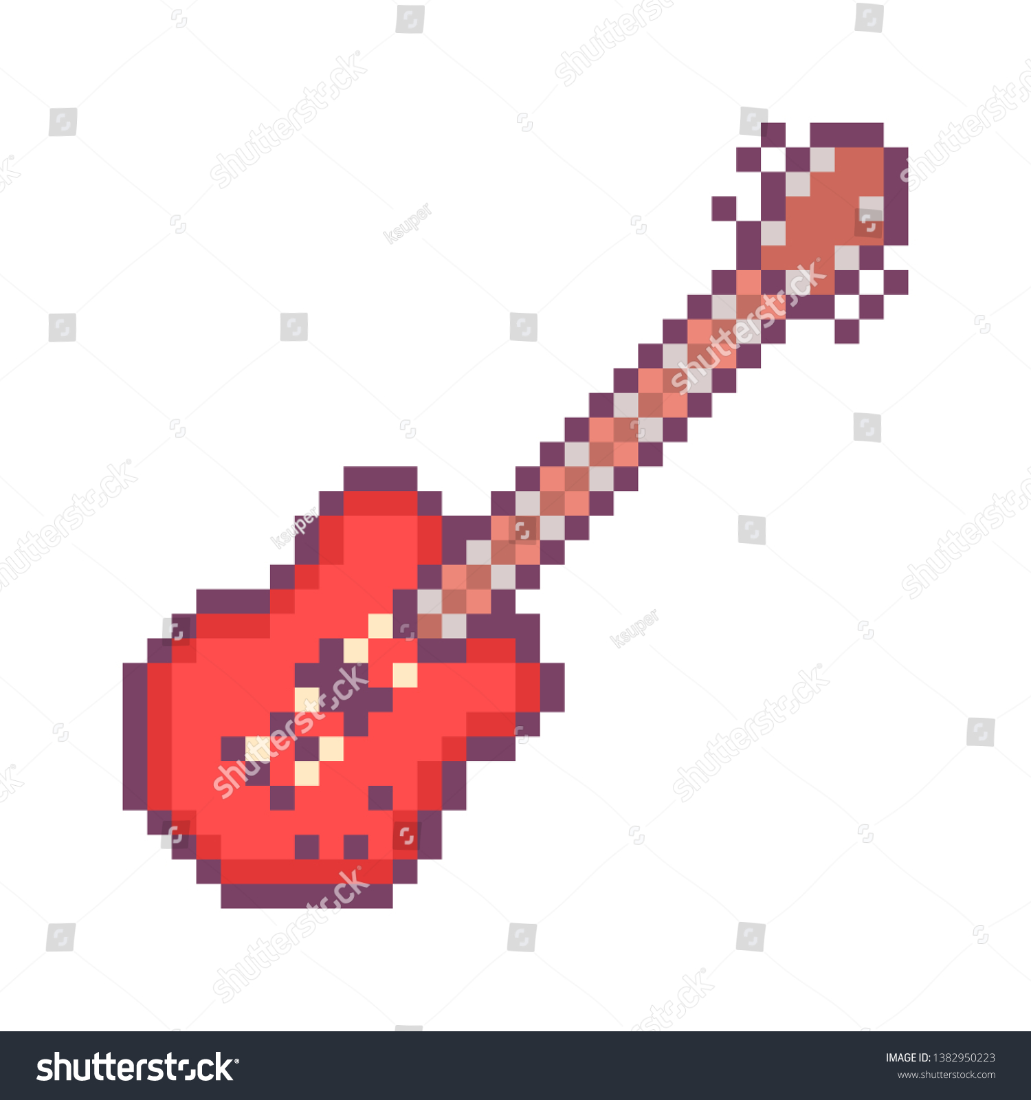 Red Electirc Guitar 32x32 Pixel Art Stock Vector Royalty Free