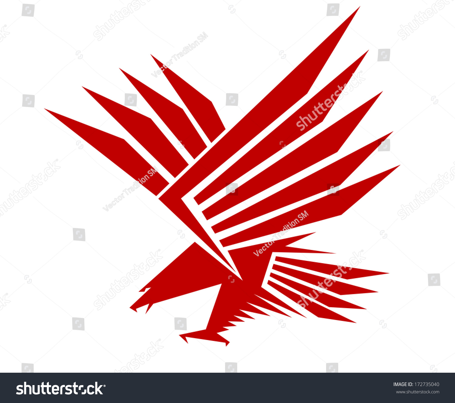 Red Falcon Bird Logo For Mascot, Heraldic Or Tattoo Design, Isolated On ...