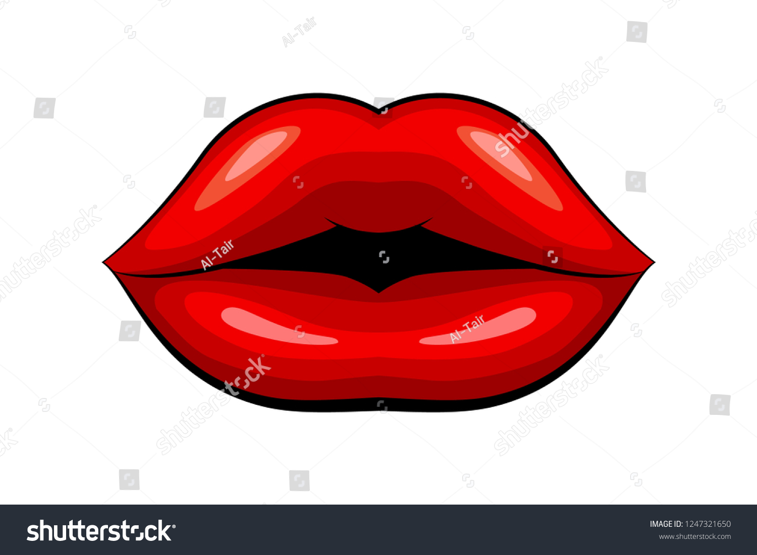 Red Female Lips On White Background Stock Vector Royalty Free 1247321650