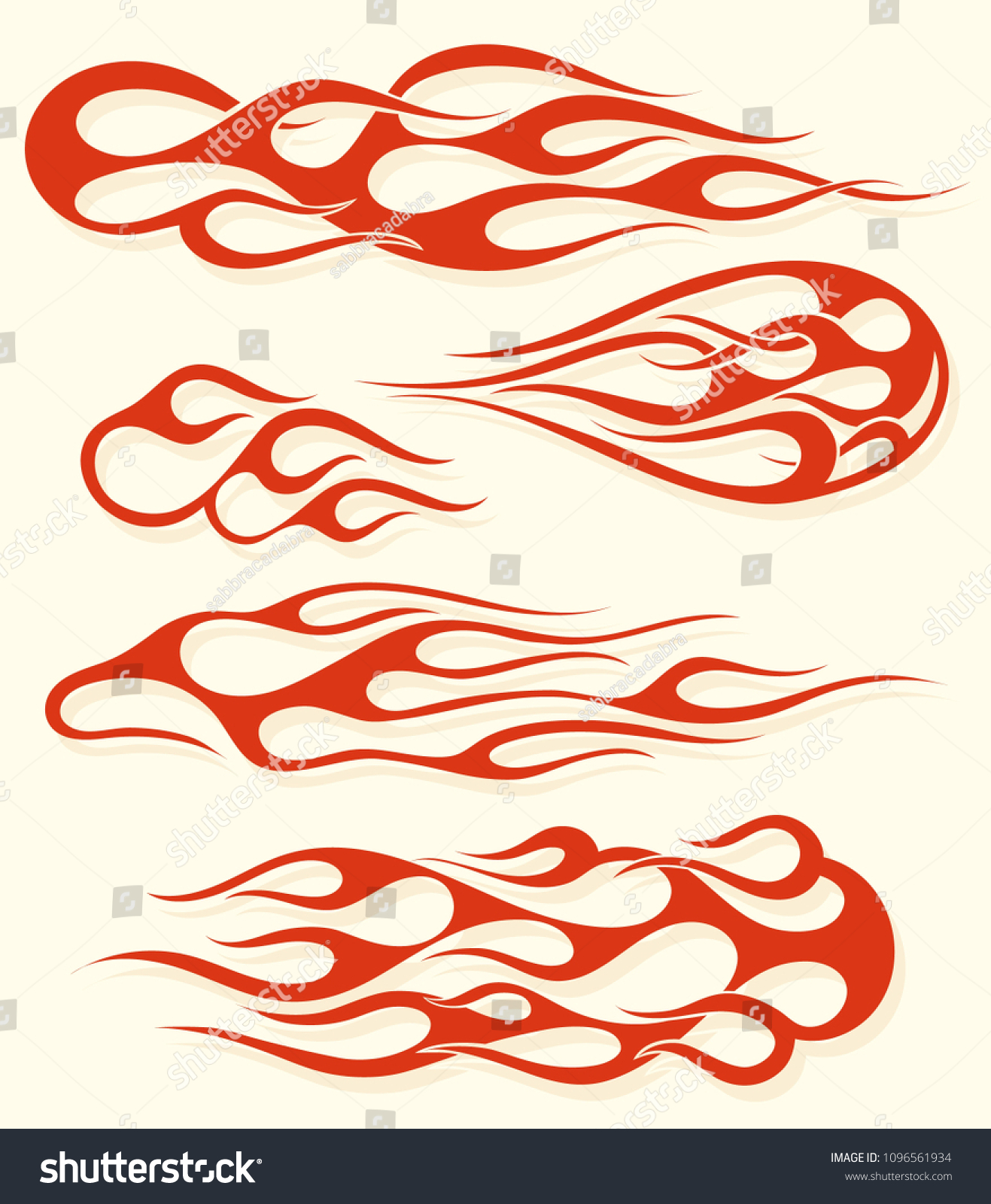 Red Fire Old School Flame Elements Stock Vector (Royalty Free ...