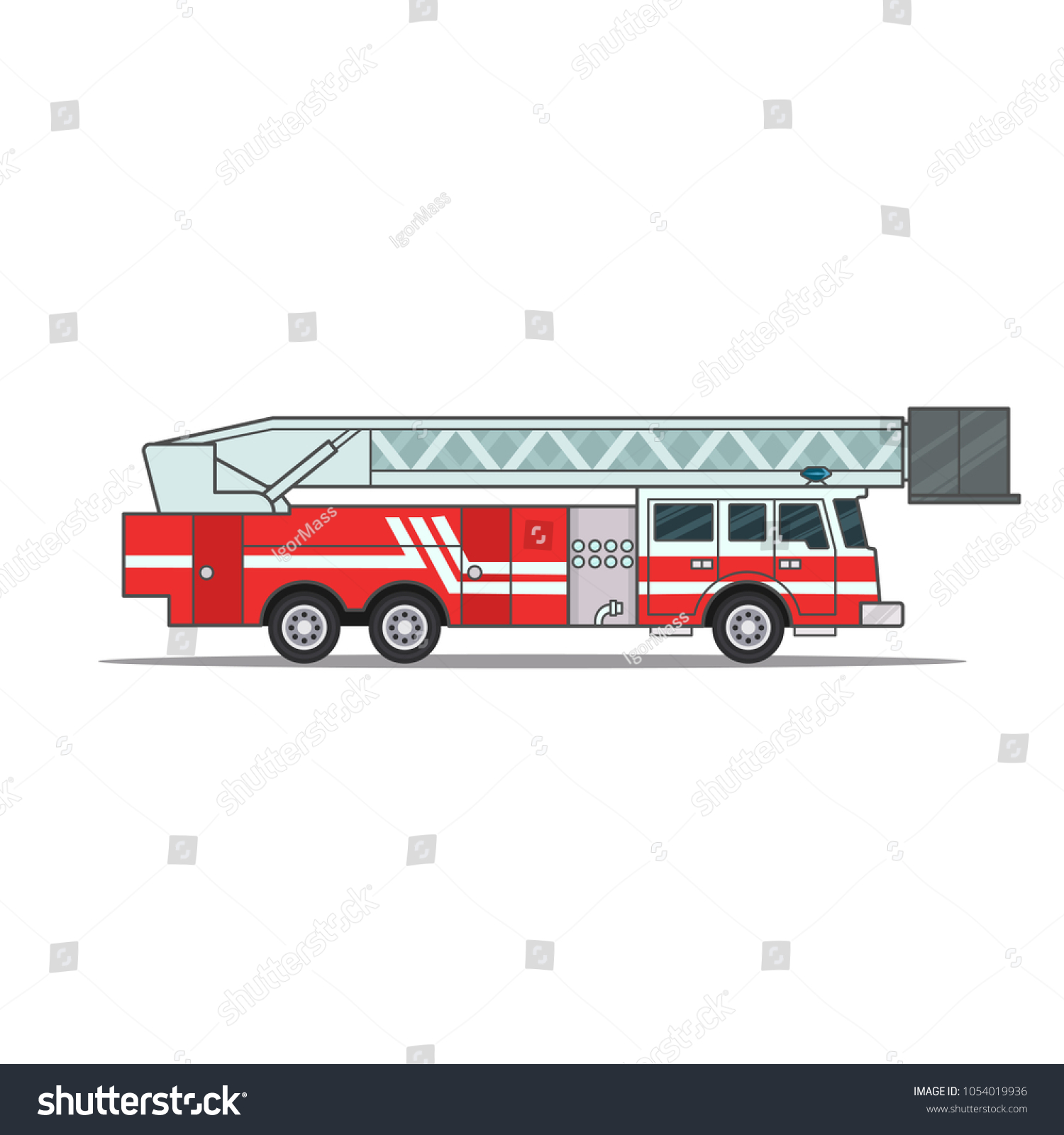 Red Fire Rescue Car White Stripe Stock Vector (Royalty Free) 1054019936 ...