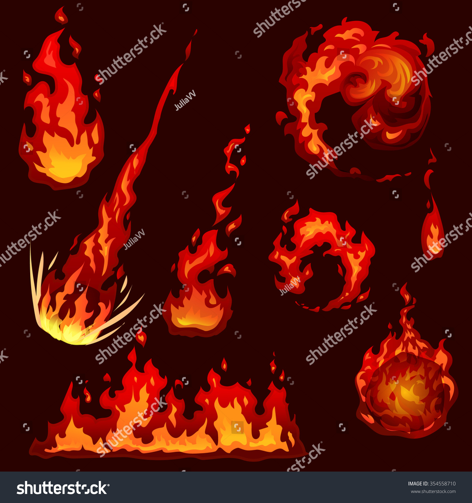 Red Fire Set, Magic Spells, Special Effects, Elements Stock Vector ...