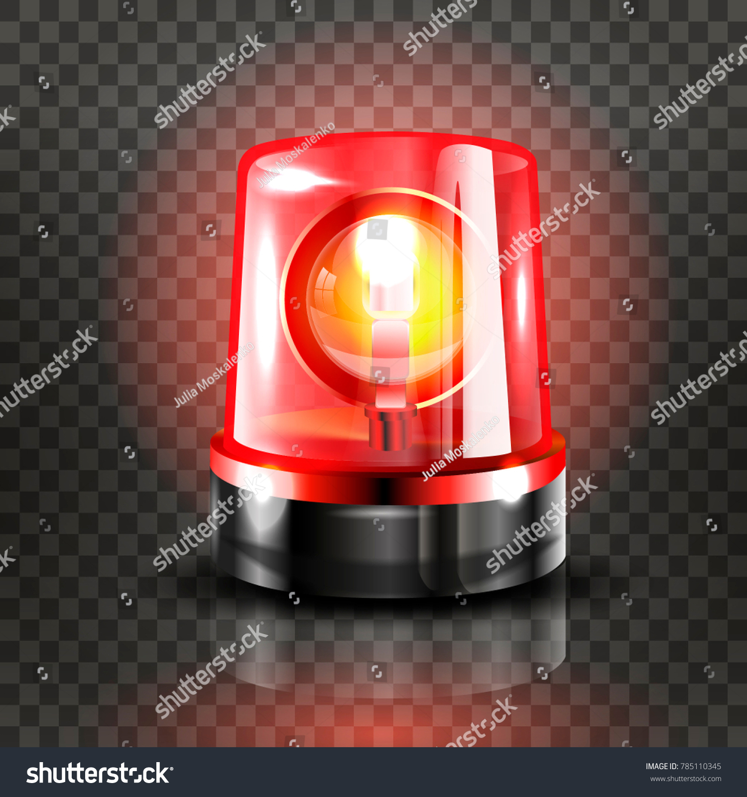SVG of Red Flasher Siren Vector. Realistic Object. Light Effect. Beacon For Police Cars Ambulance, Fire Trucks. Emergency Flashing Siren. Transparent Background vector Illustration svg