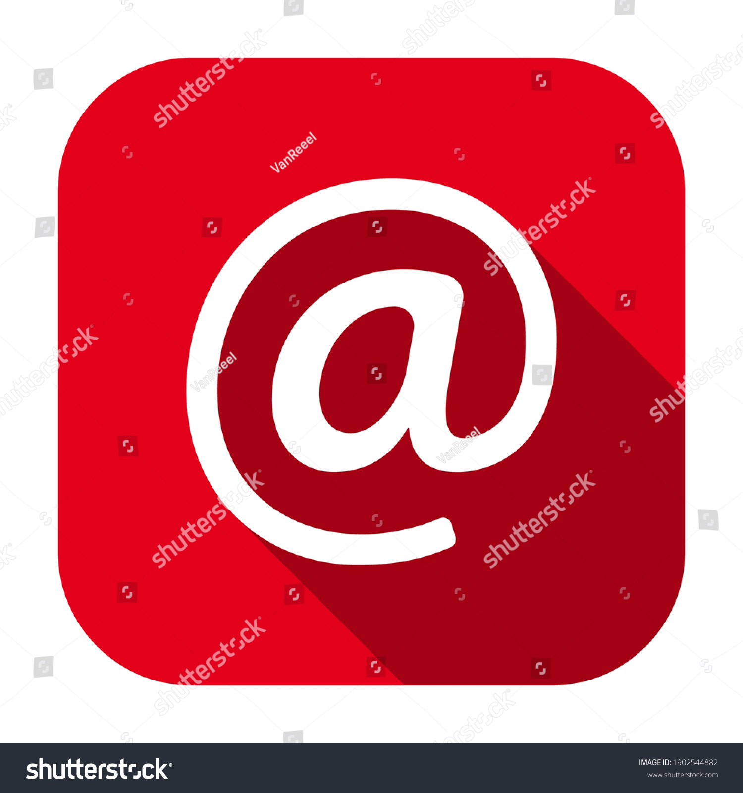 Red Flat Rounded Square Email Icon Stock Vector (Royalty Free ...