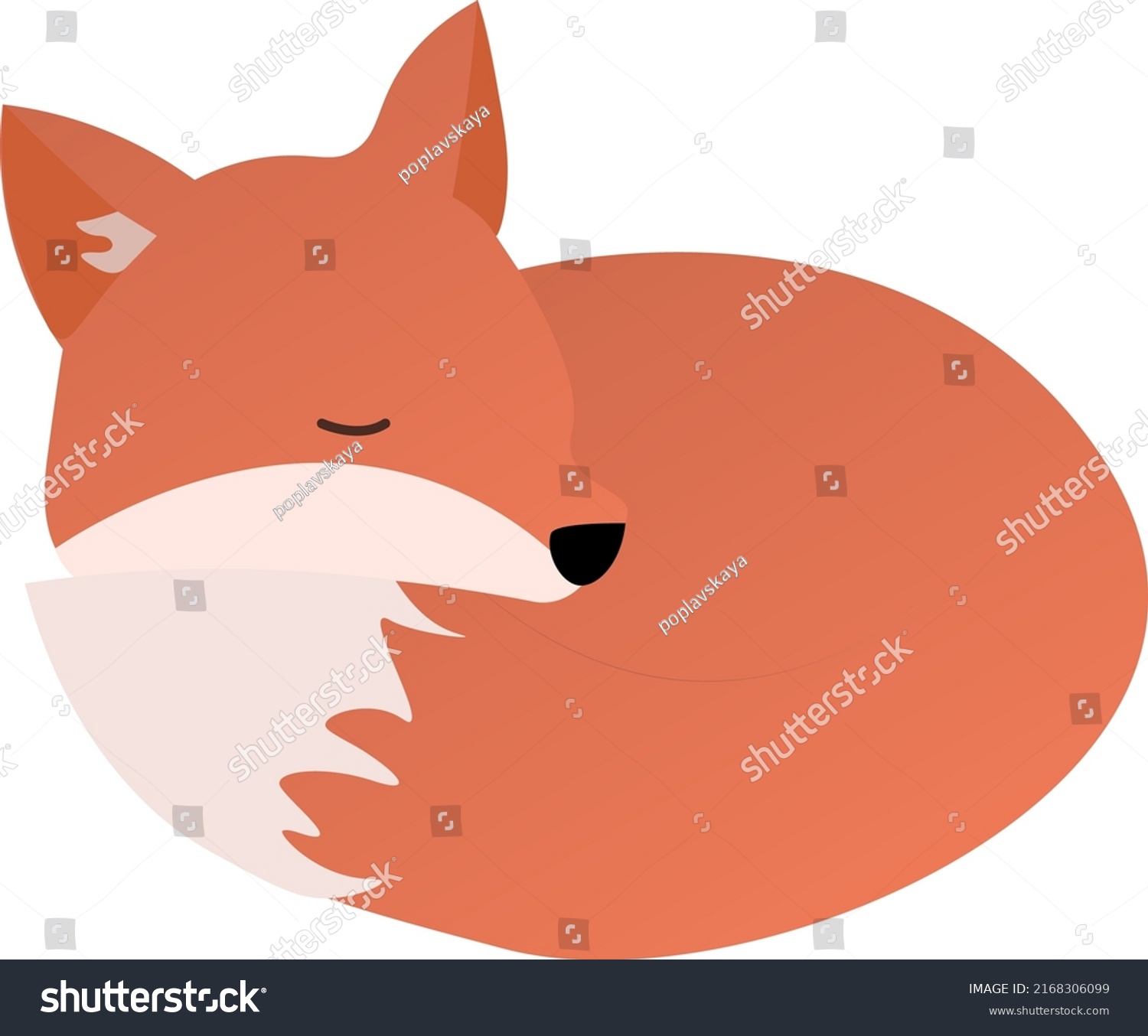 Red Fox Sleeping Curled Ball Stock Vector (Royalty Free) 2168306099 ...