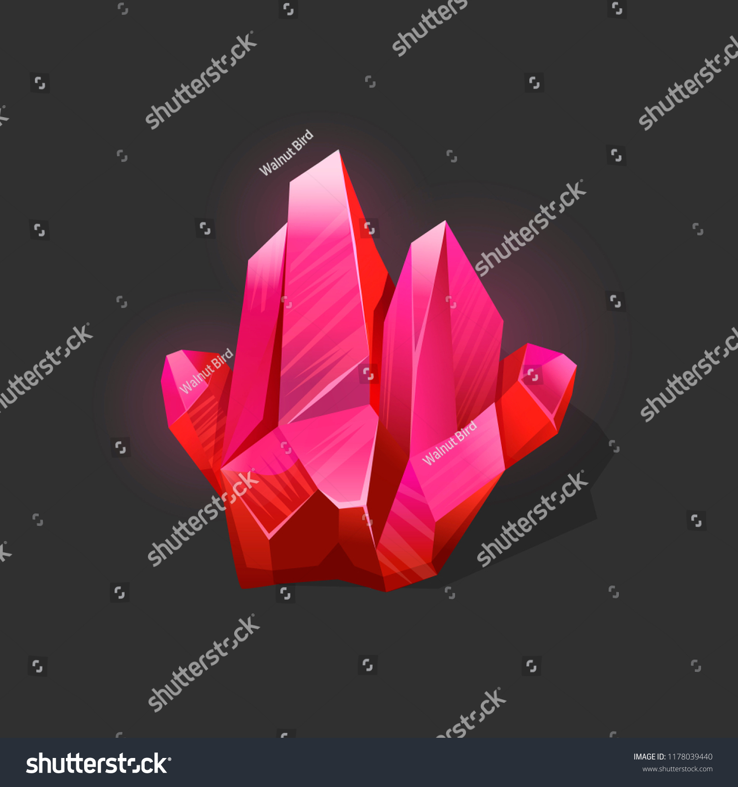 Red Glowing Crystal Icon Game Ruby Stock Vector (Royalty Free ...