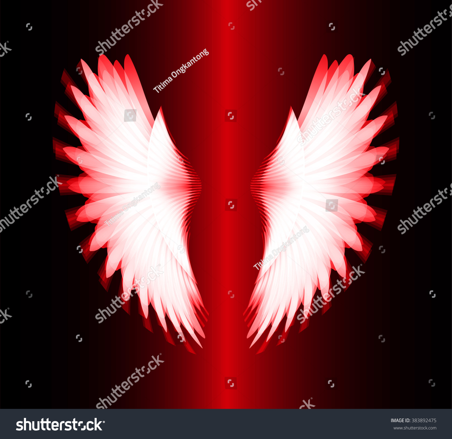 Red Glowing Stylized Angel Wings On Stock Vector (Royalty Free) 383892475