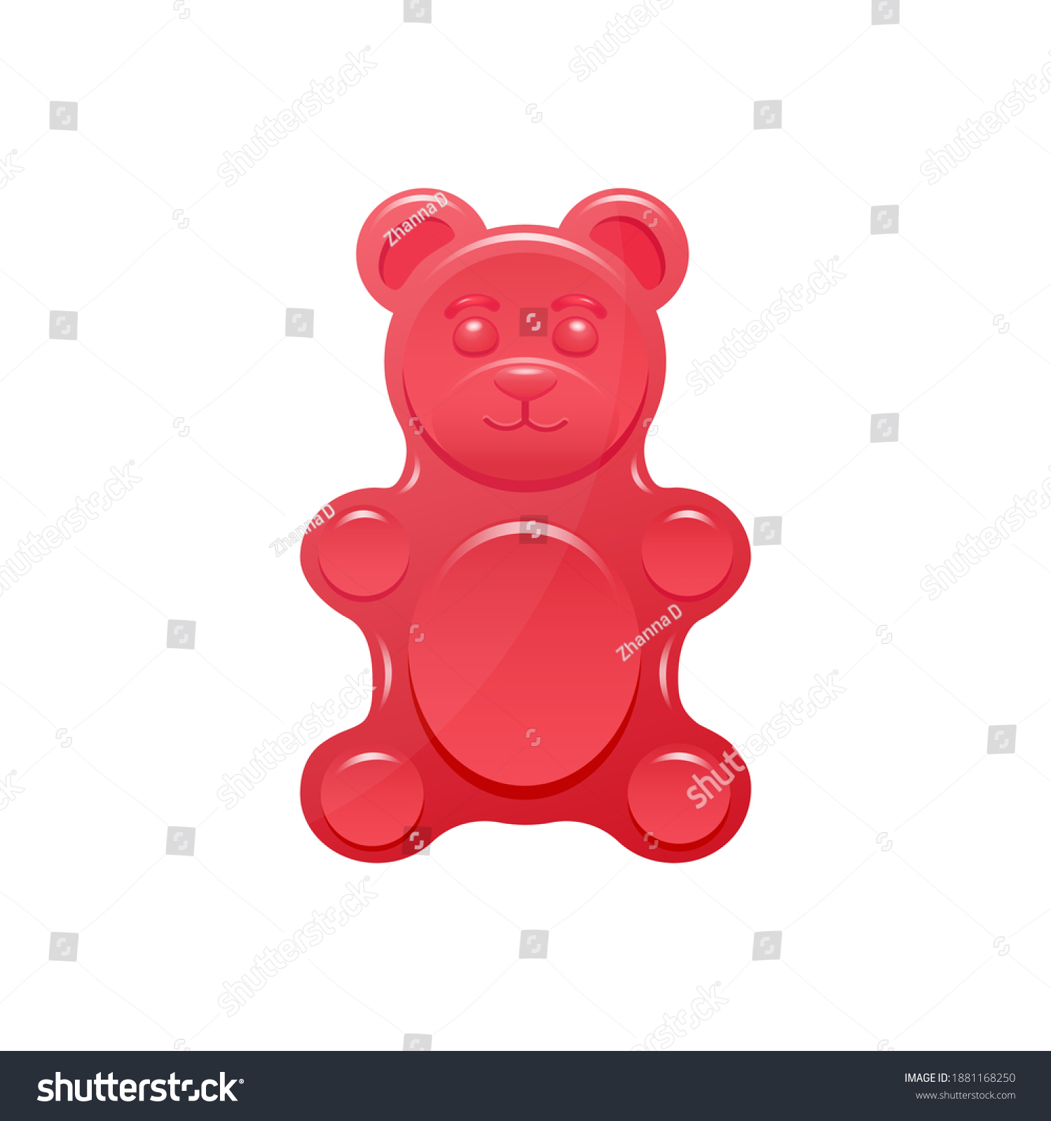 Red Gummy Bear Isolated On White Stock Vector (Royalty Free) 1881168250 ...