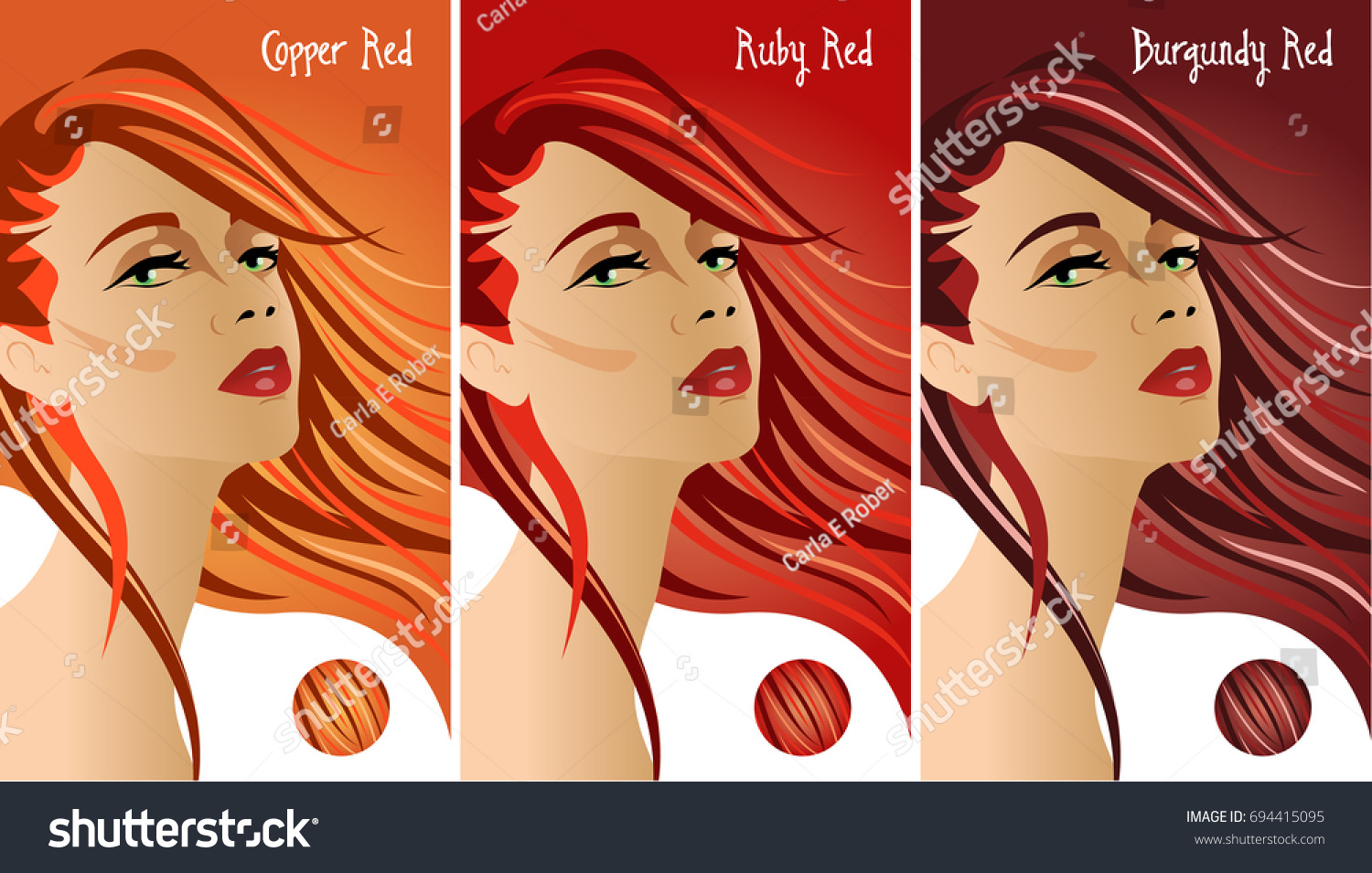 Red Hair Colors Chart Stock Vector Royalty Free