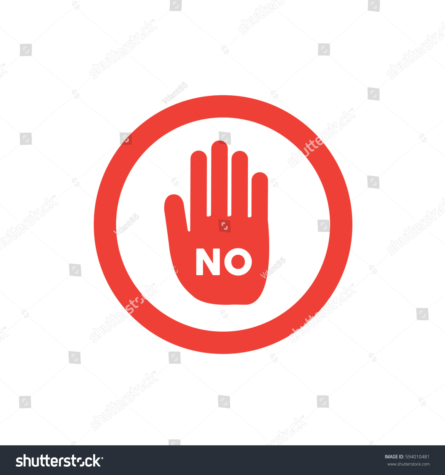 Red Hand Icon Stop Sign Vector Stock Vector (Royalty Free) 594010481 ...