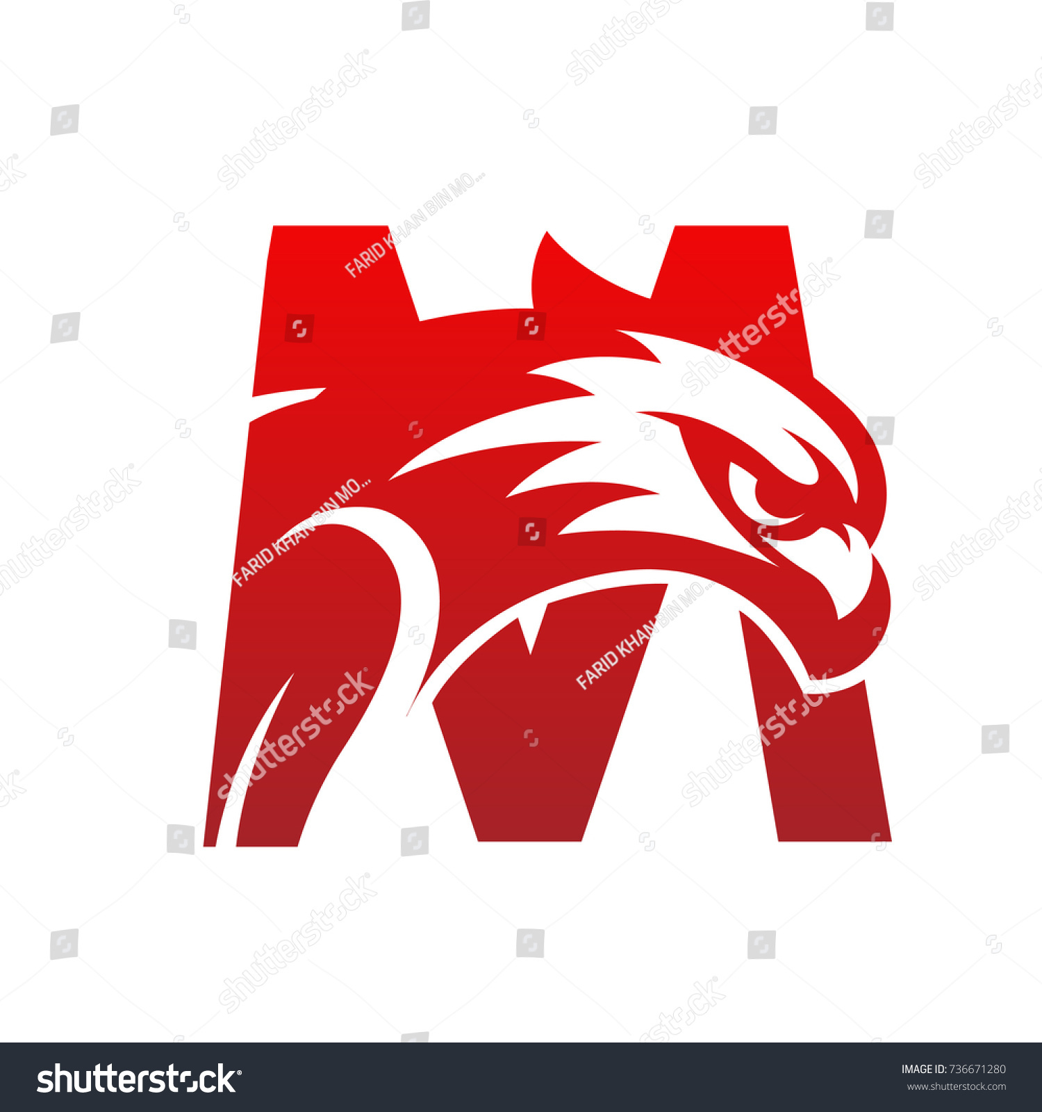 Red Hawk Face Initial M Vector Stock Vector Royalty Free