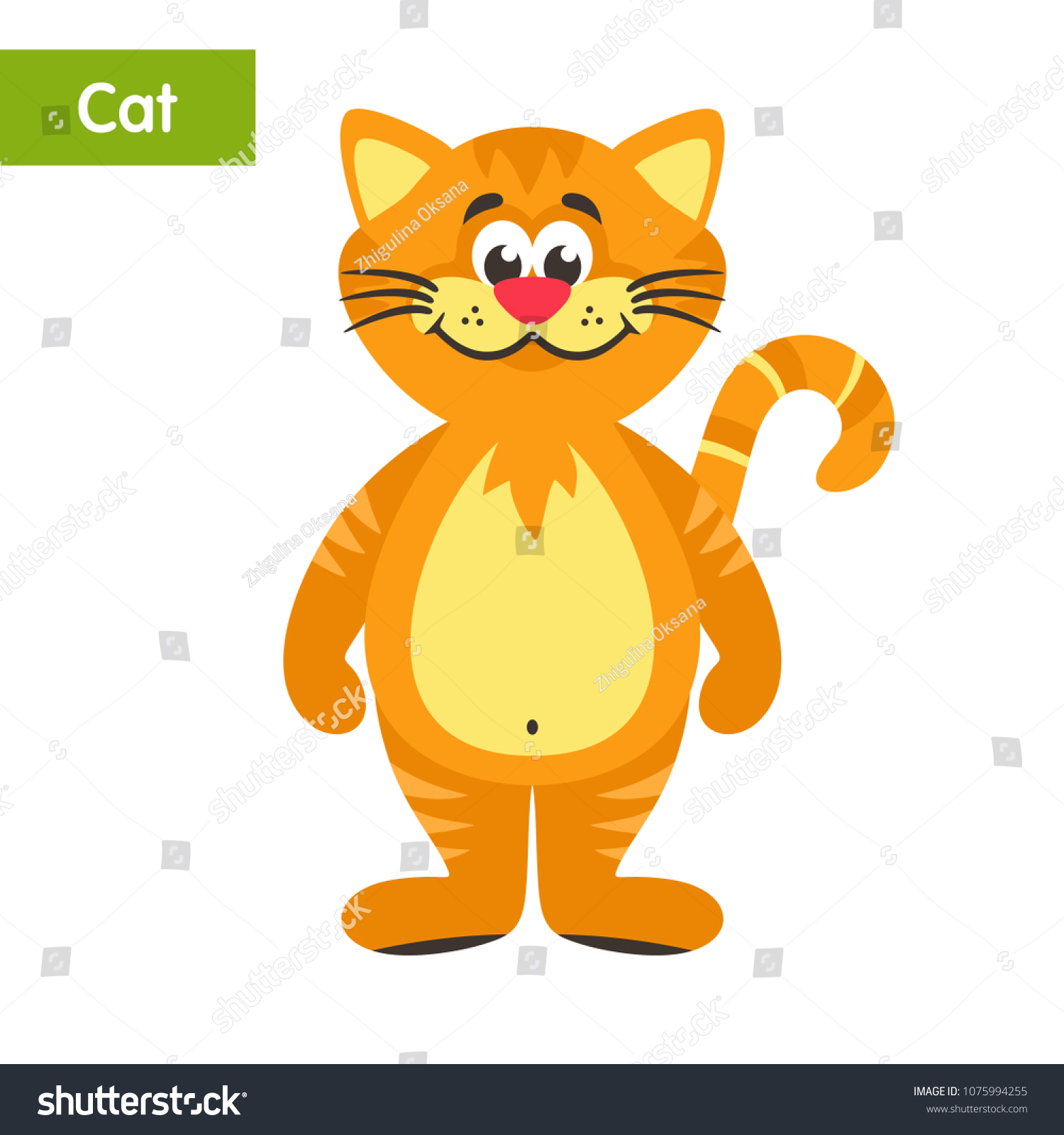 Redheaded Cat Cartoon Character On White Stock Vector Royalty Free